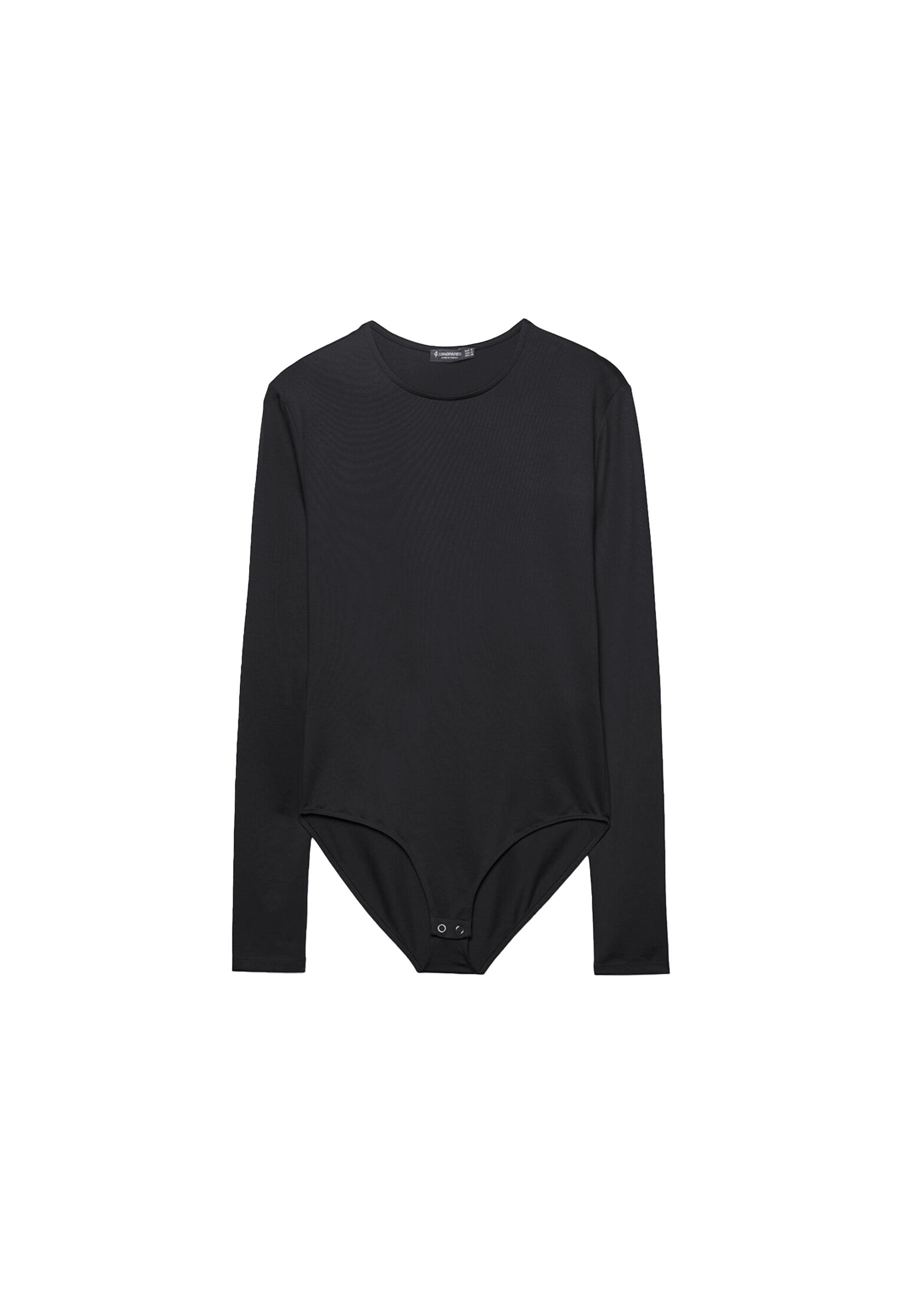 Long sleeve polyamide bodysuit — Black