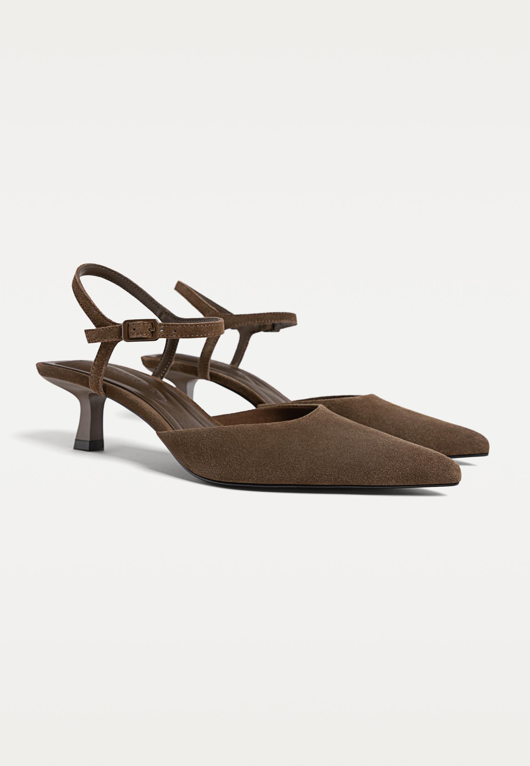 Kitten heel leather shoes — BROWN