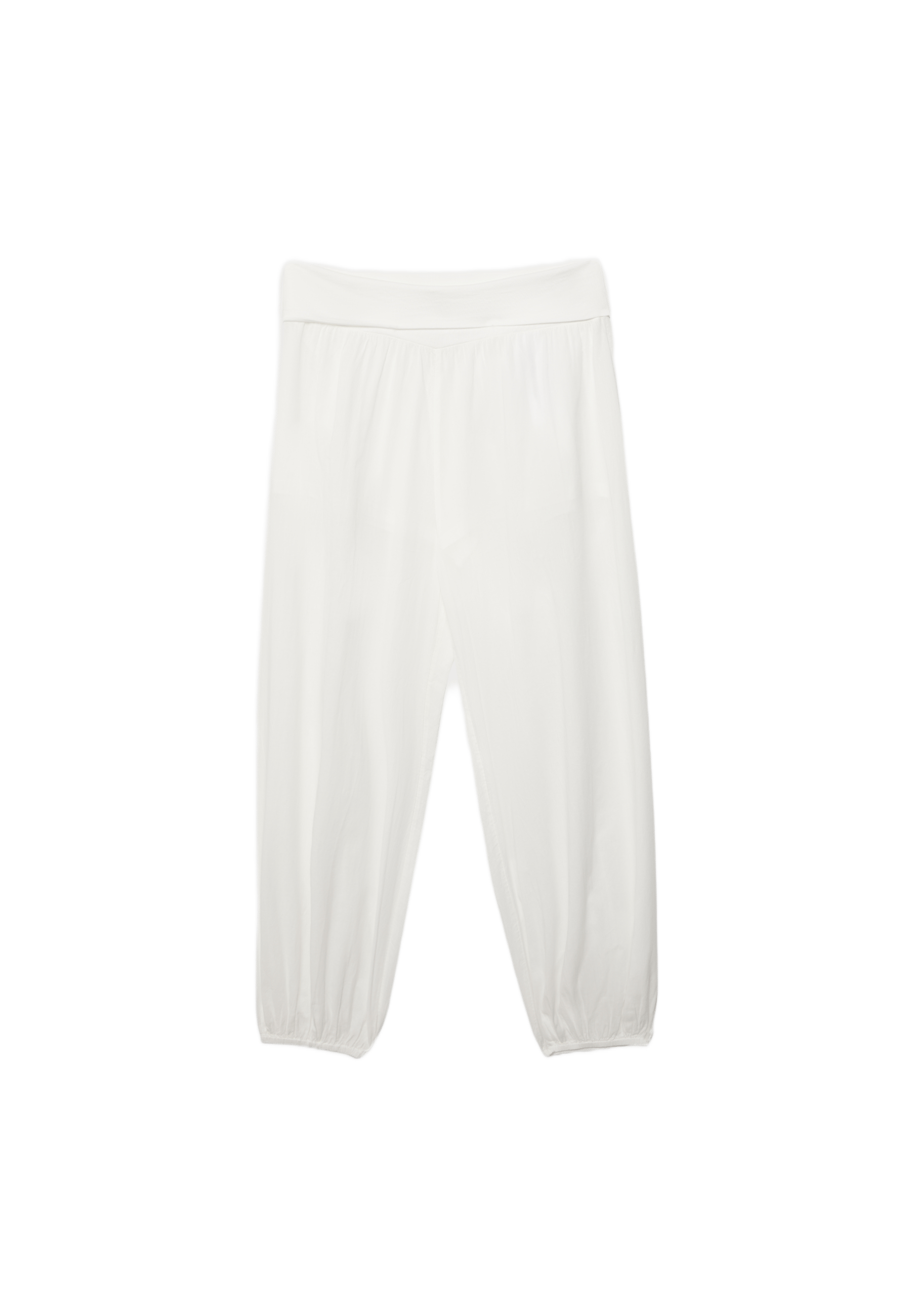 Balloon trousers with turn-down waist — Ecru