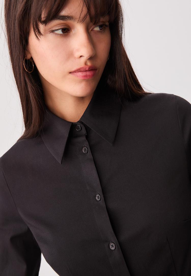 camisa fitted manga fluida
