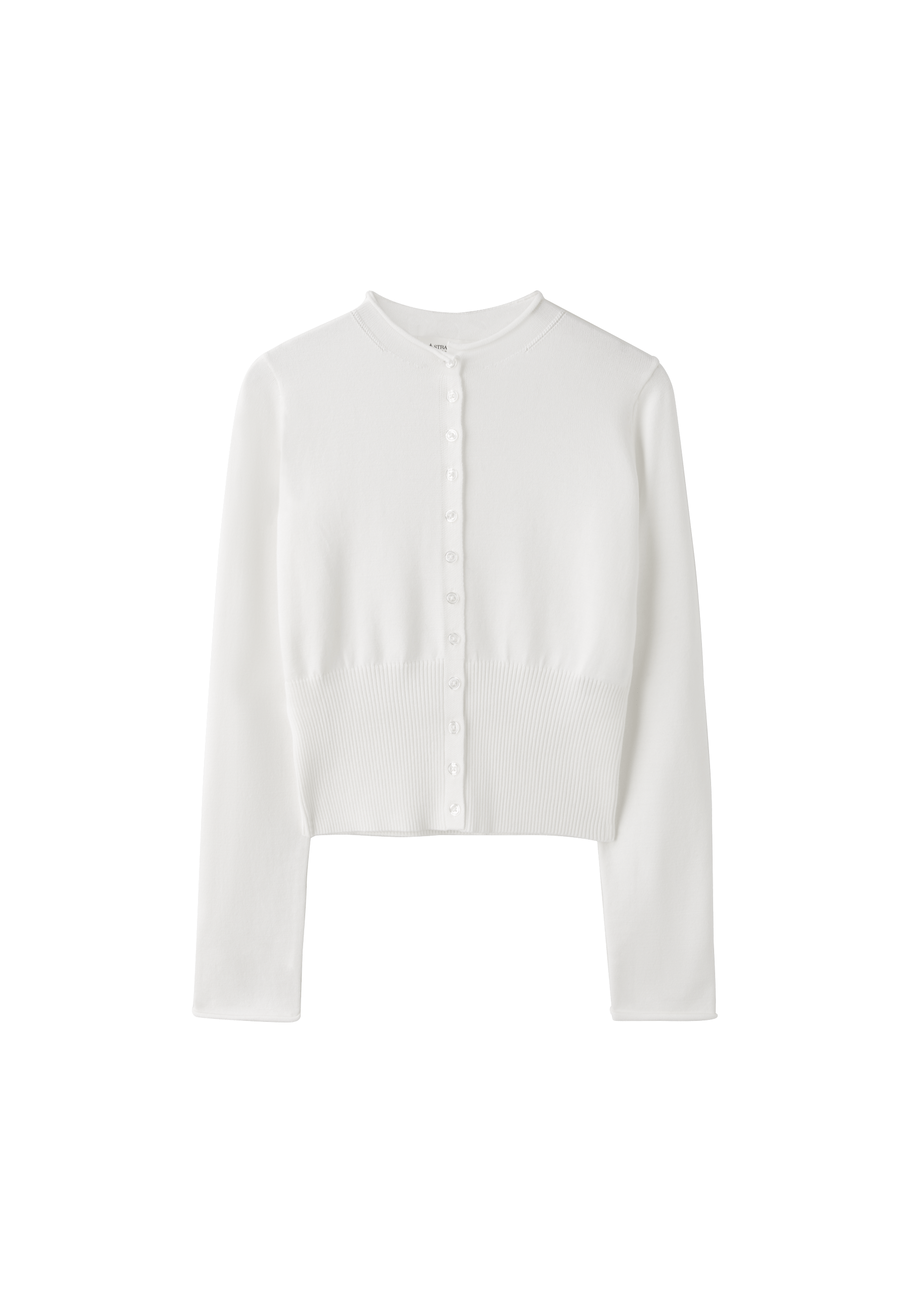 Fitted stand collar cardigan — Ecru