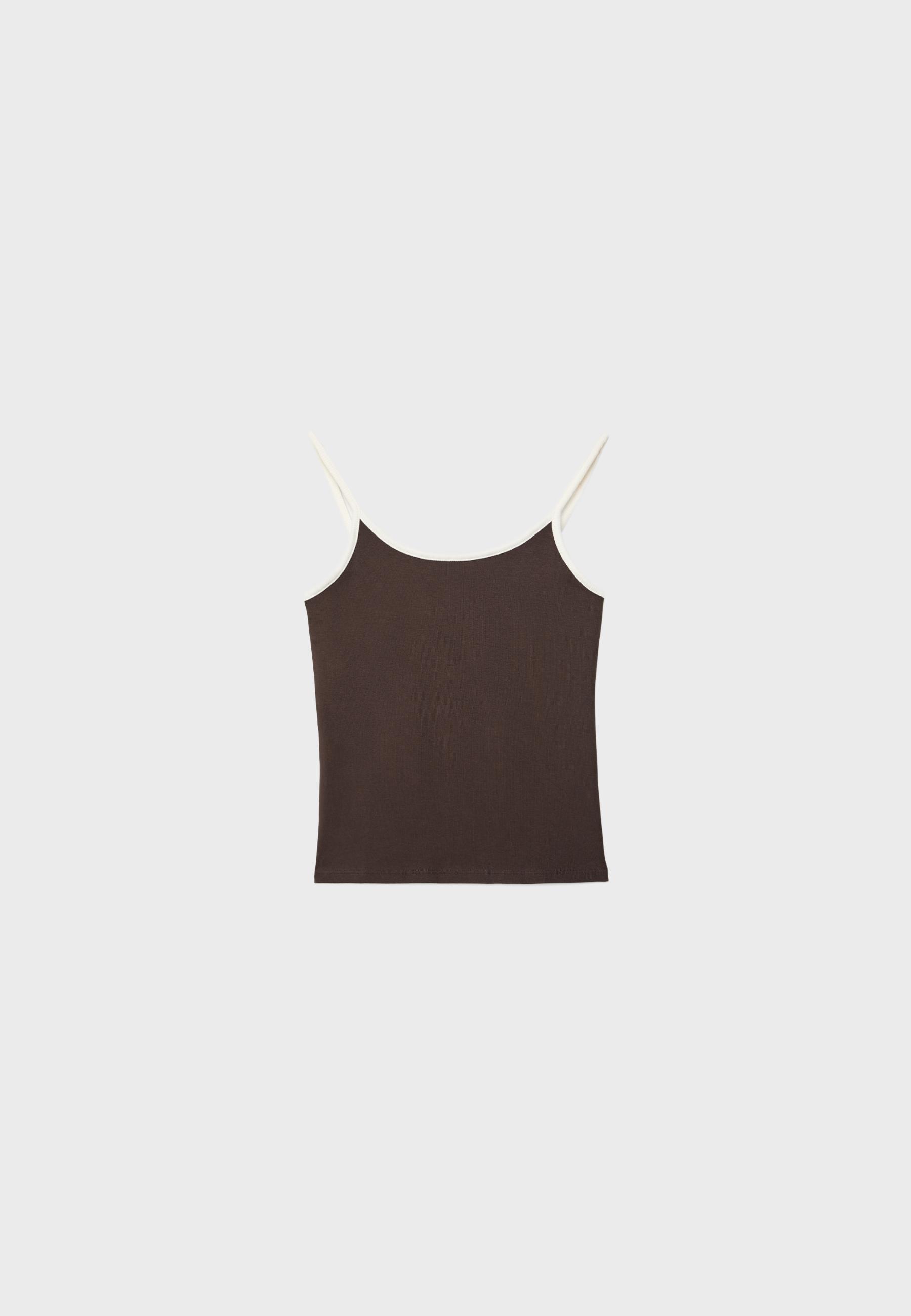 B07 Ribbed strap top — Brown