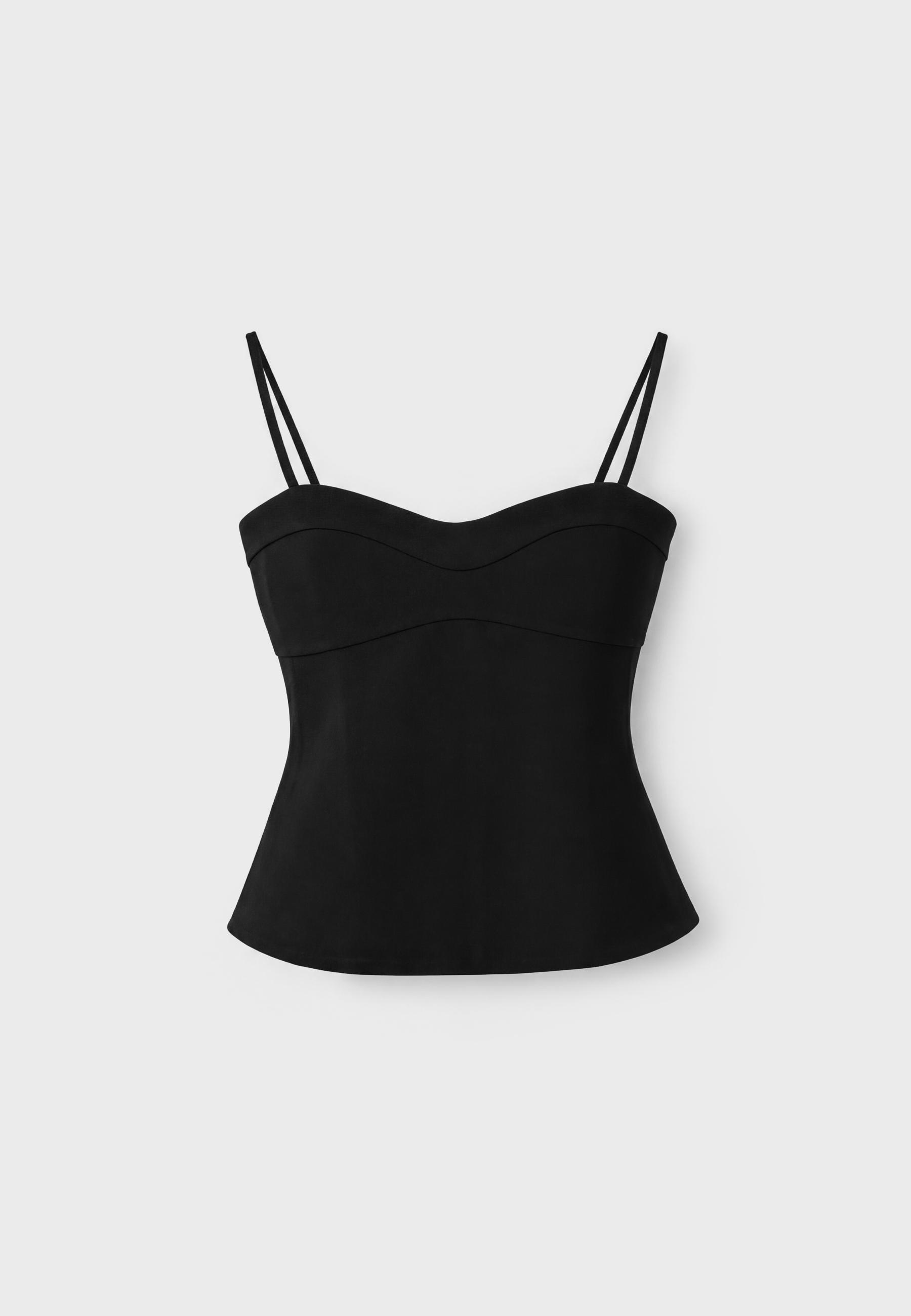 Fitted sweetheart neckline top — Black