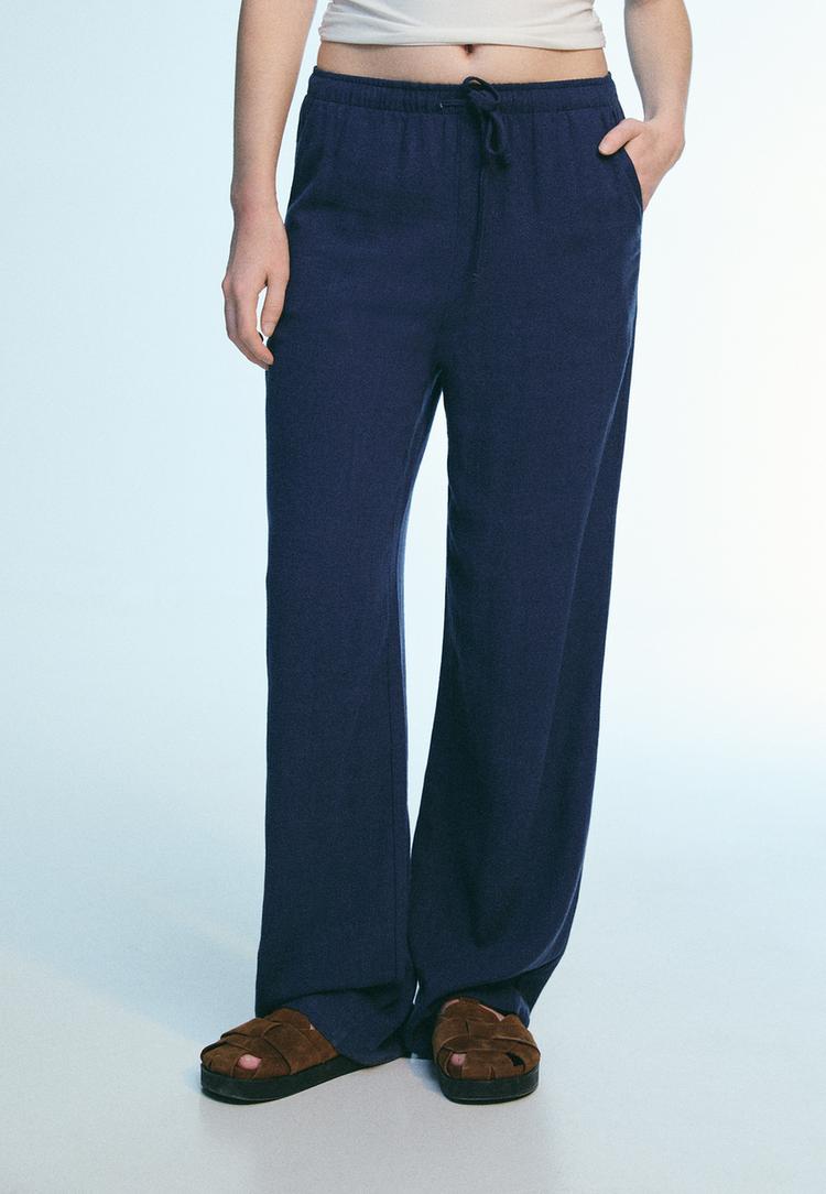 pantalon fluido con lino