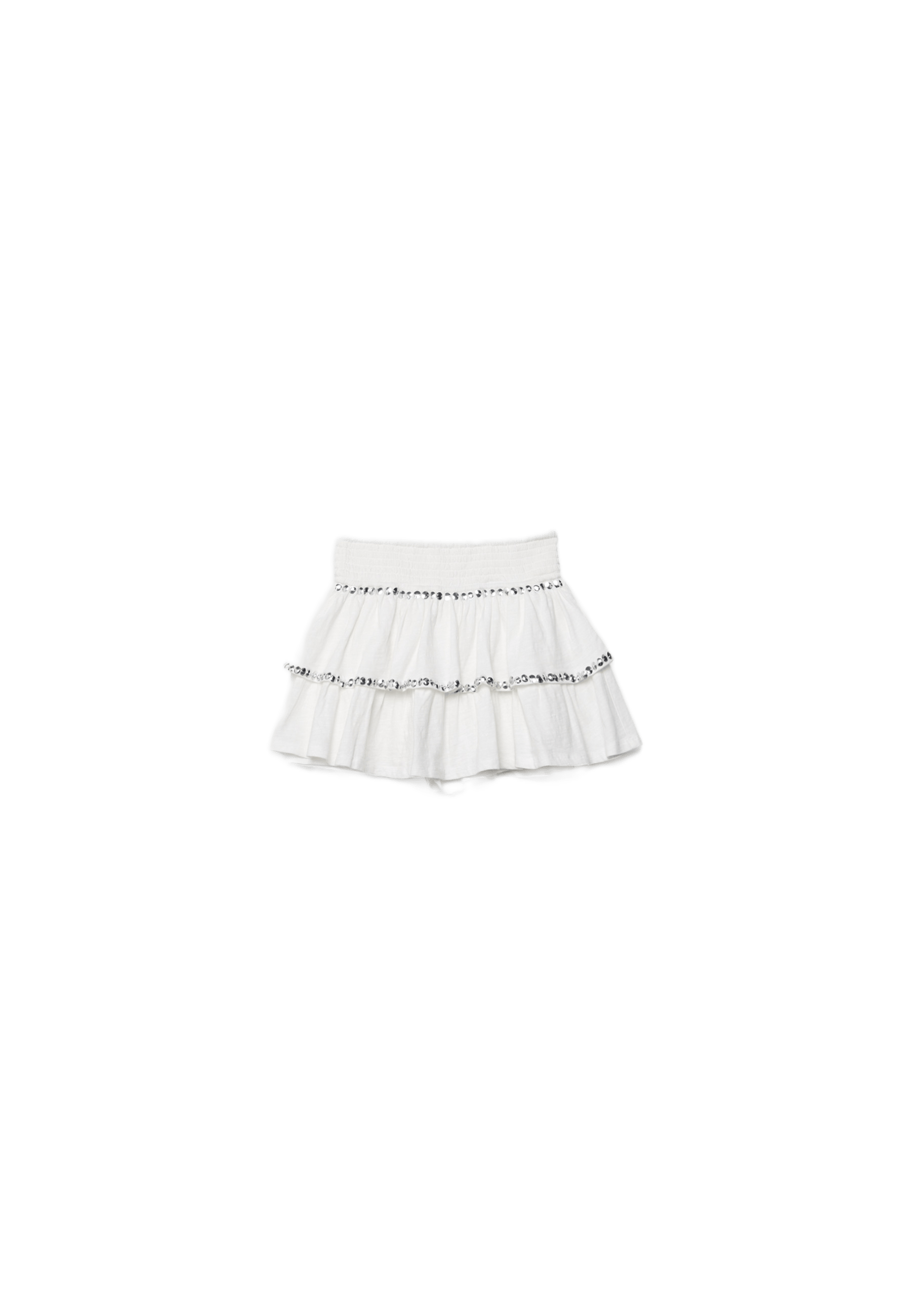 Studded ruffled mini skirt — Ecru