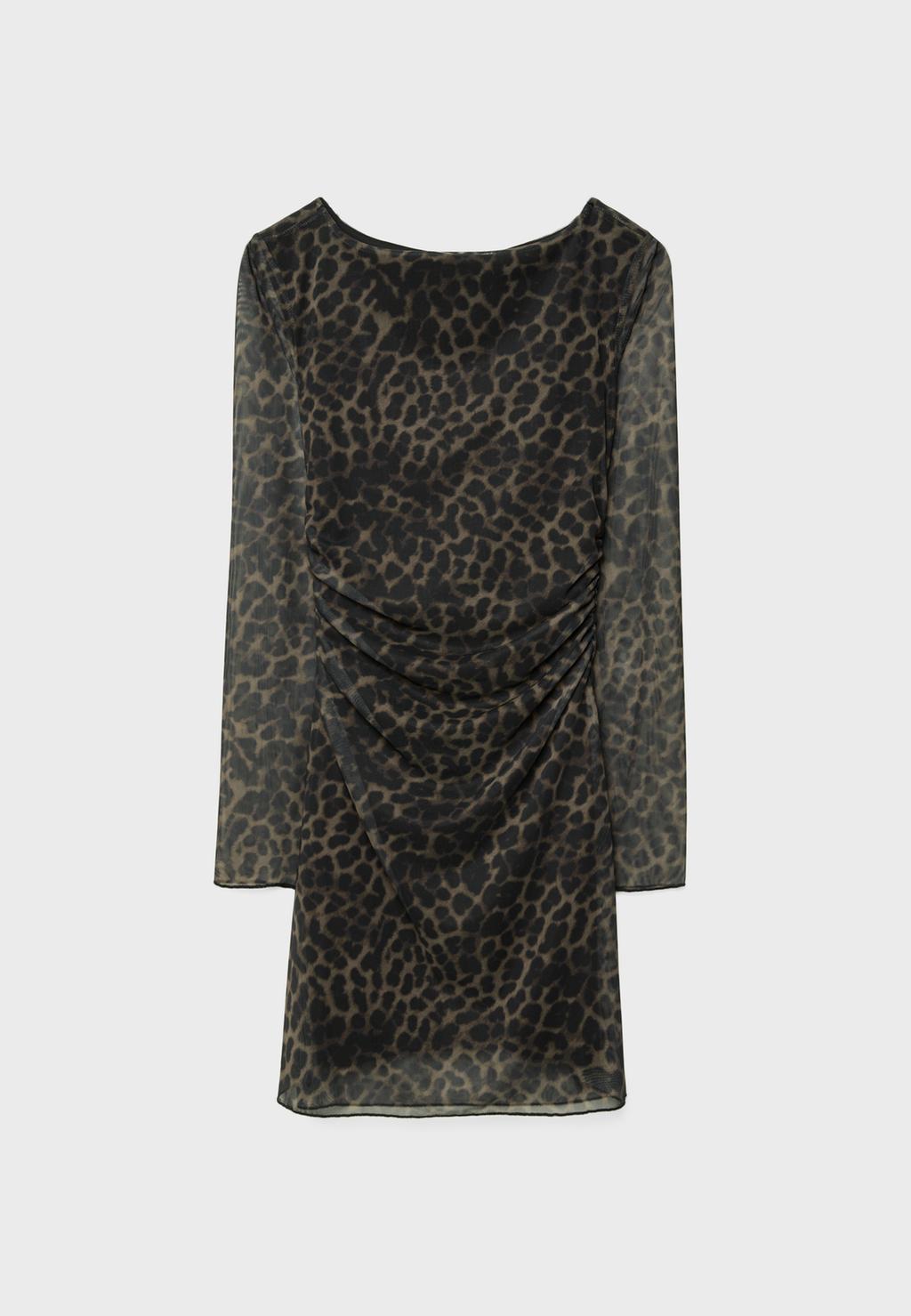Robe courte tulle léopard