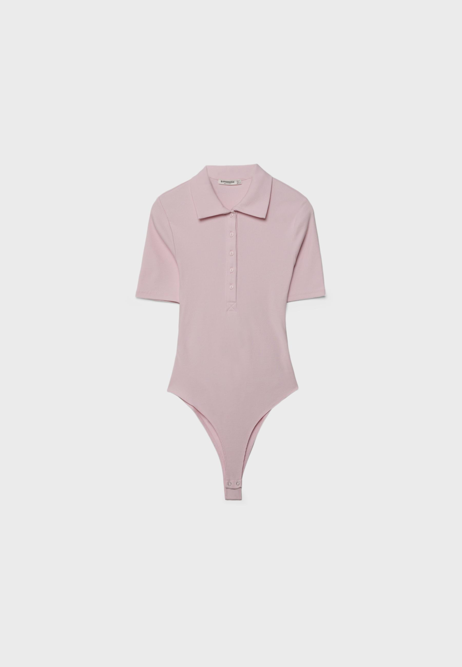 Polo bodysuit — Pastel pink