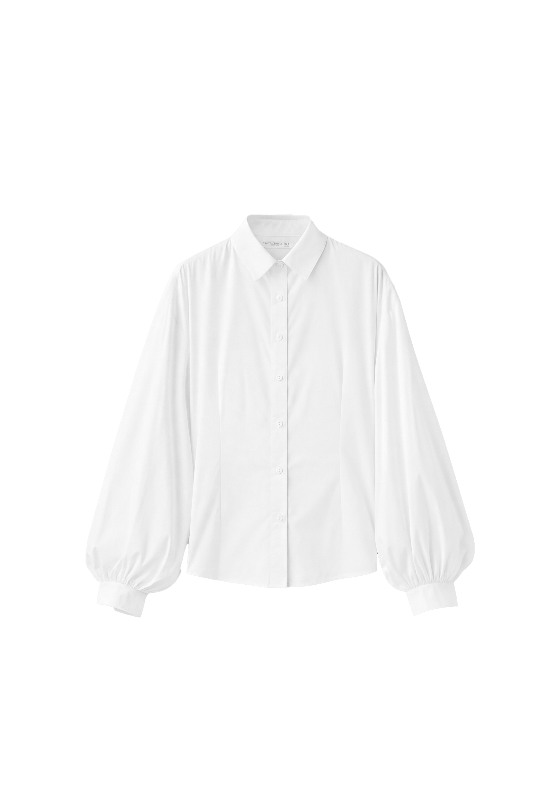 Balloon sleeve poplin shirt — White