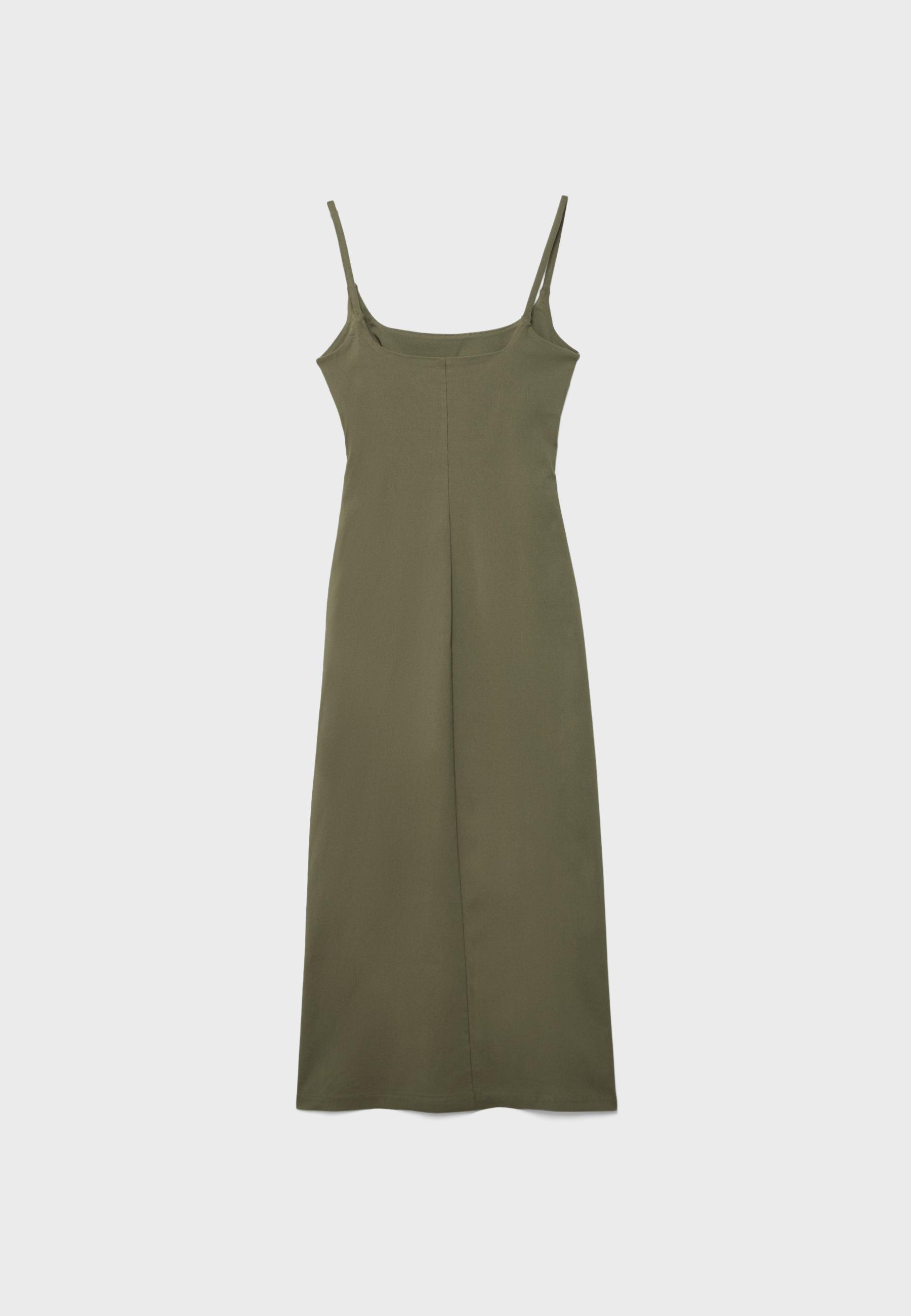 Stradivarius Kare yaka bengalin midi elbise görsel 5