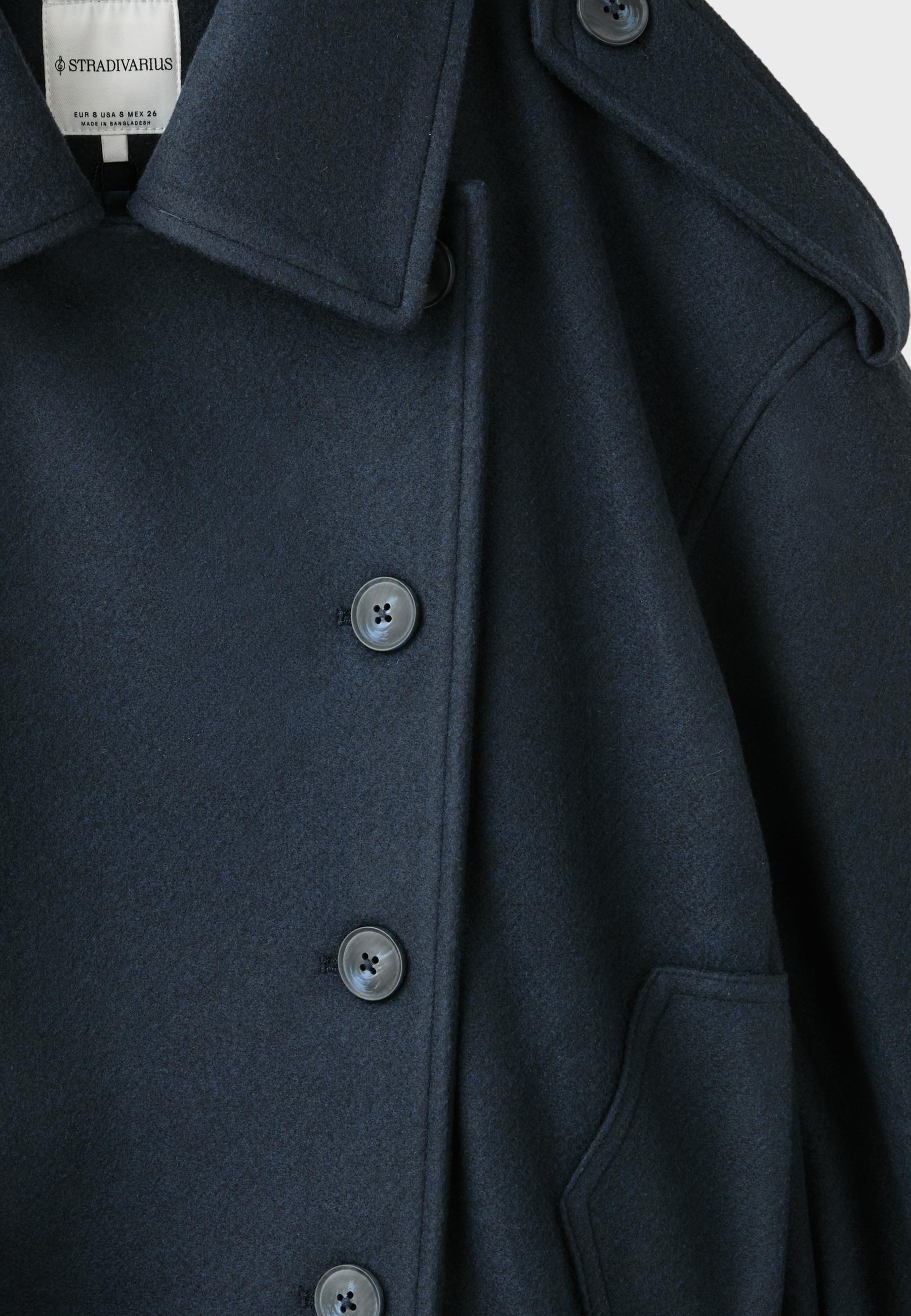 Soft-touch oversize trench coat — Dark blue
