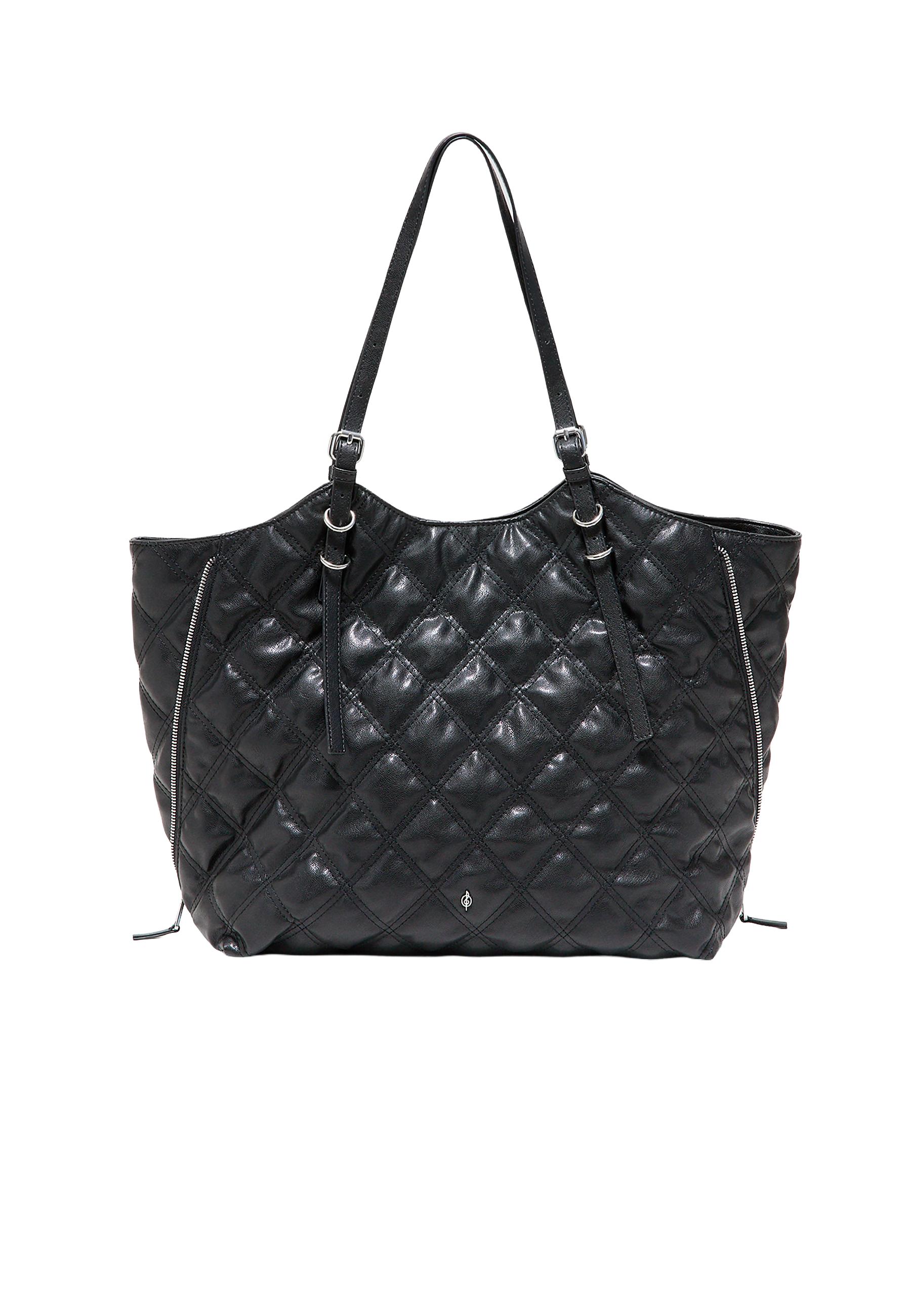 Padded leather effect shopper bag — Black