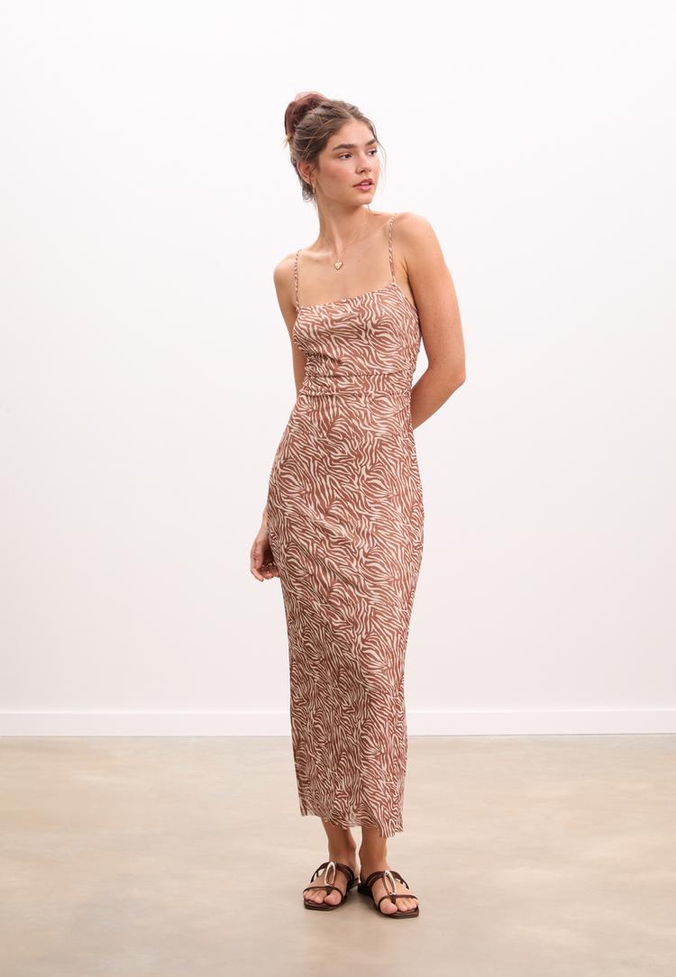 robe midi en tulle imprime
