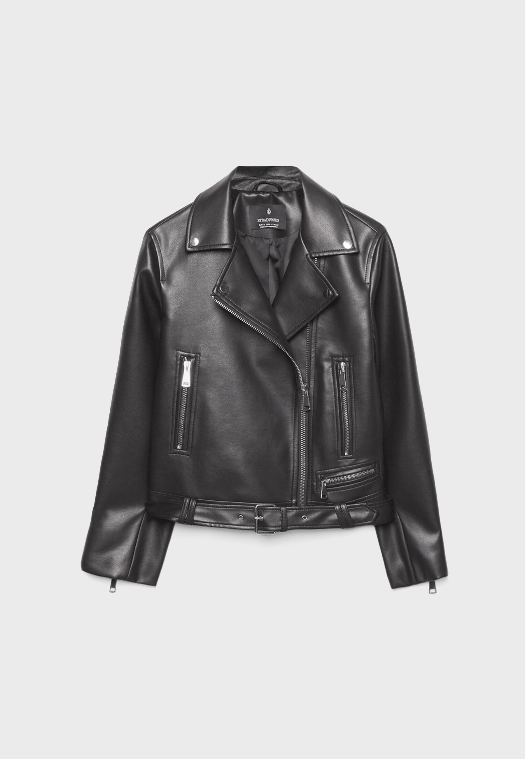 Leather effect biker jacket — Black