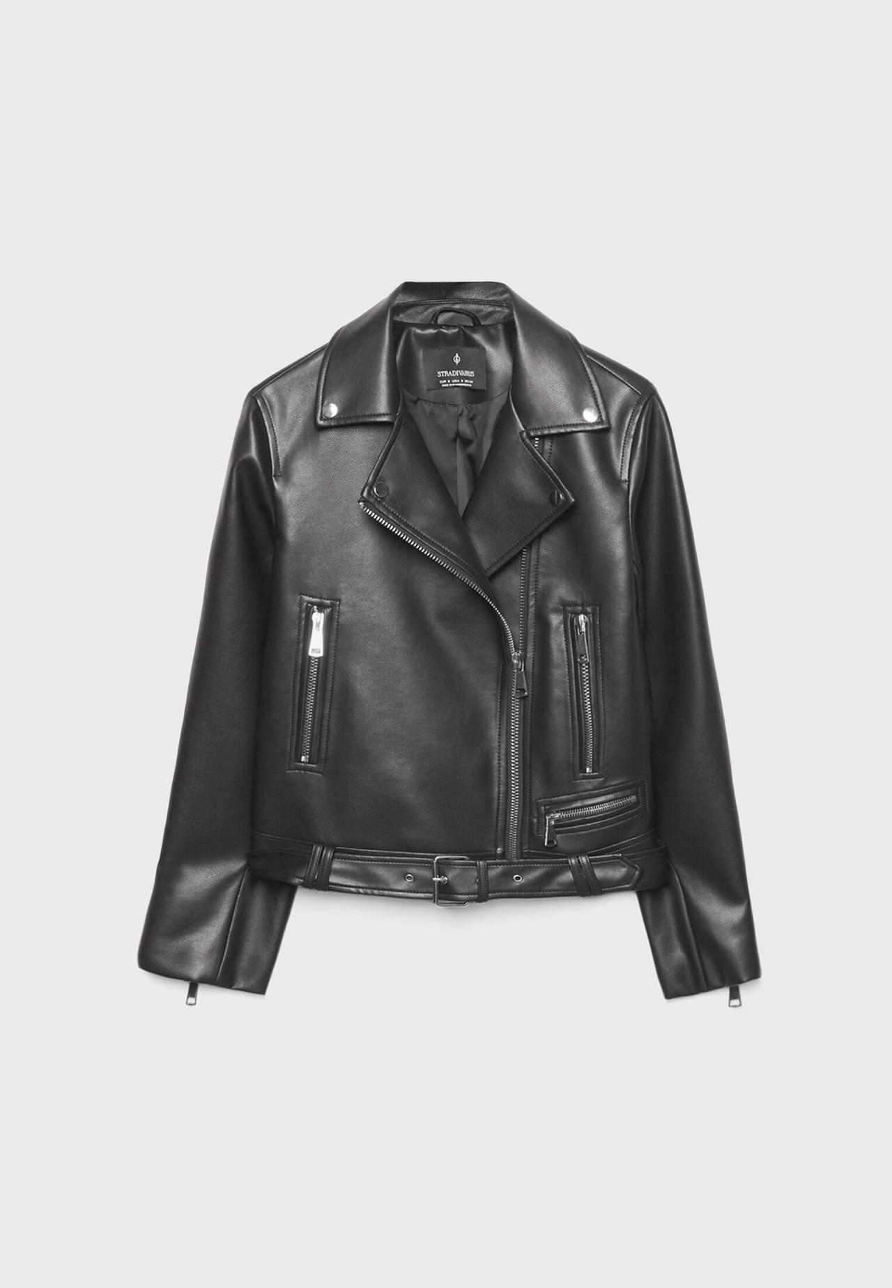 Leather effect biker jacket — Black