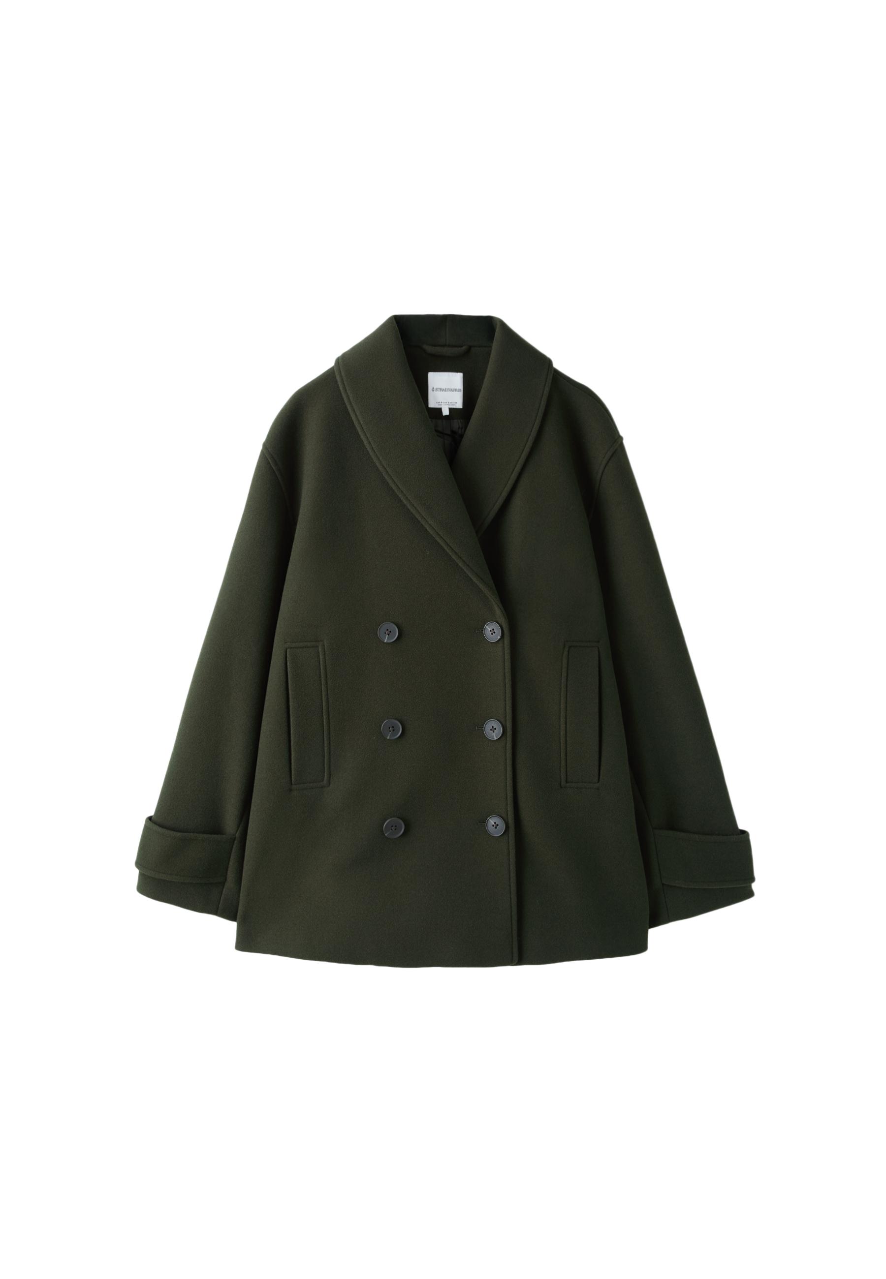 Shawl neck short coat — Khaki