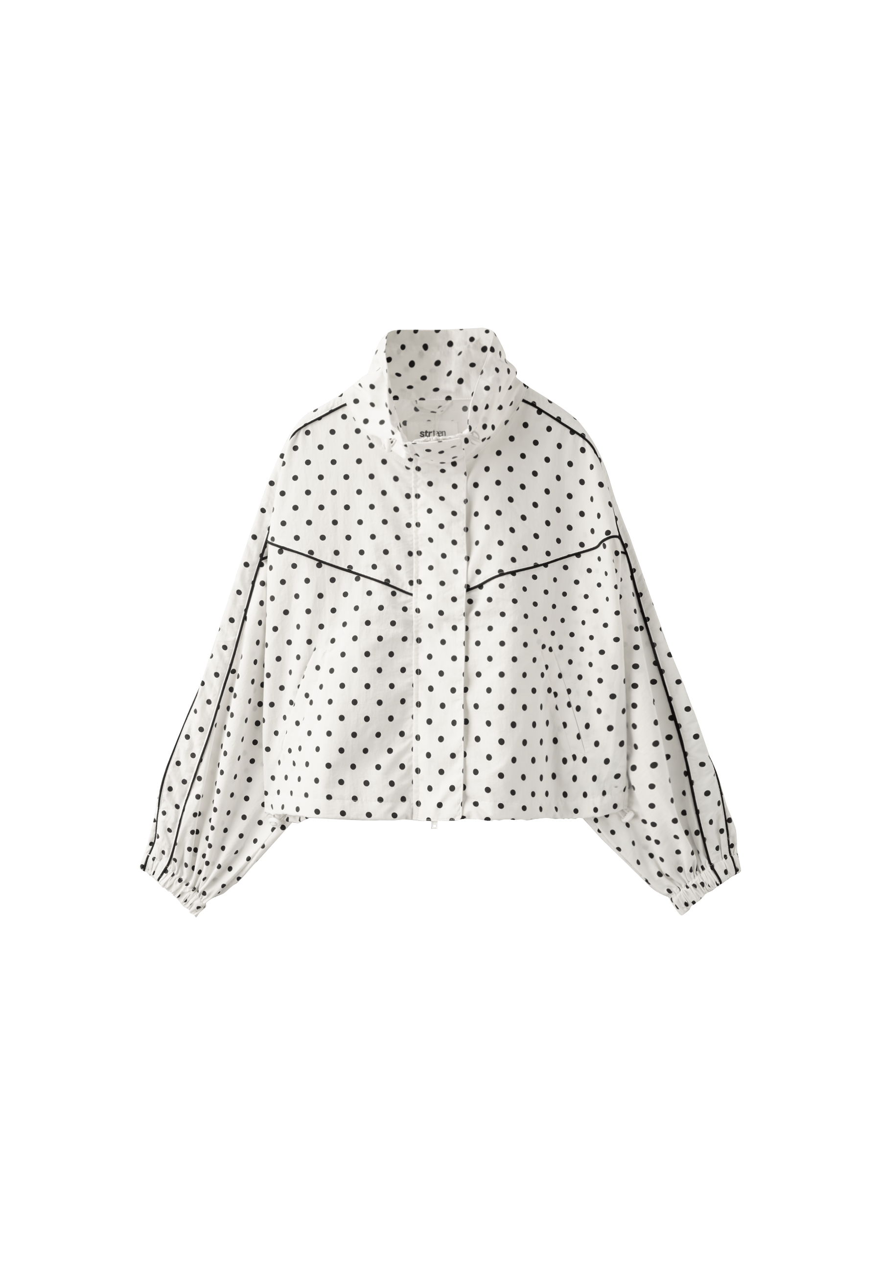 Polka dot cropped windbreaker — Ecru