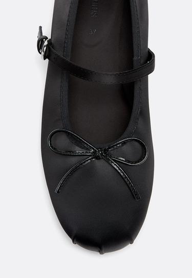Satin buckle ballet pumps — BLACK  4