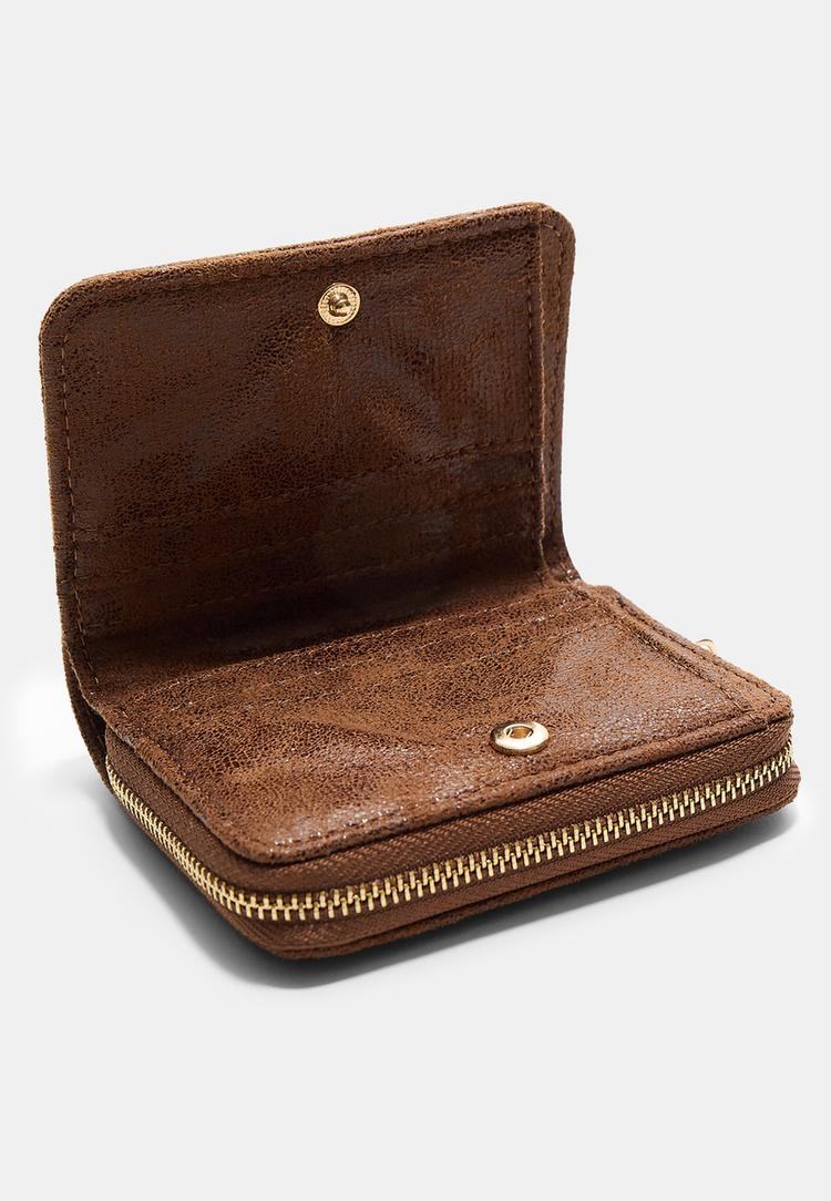 zipped faux suede card holder purse
