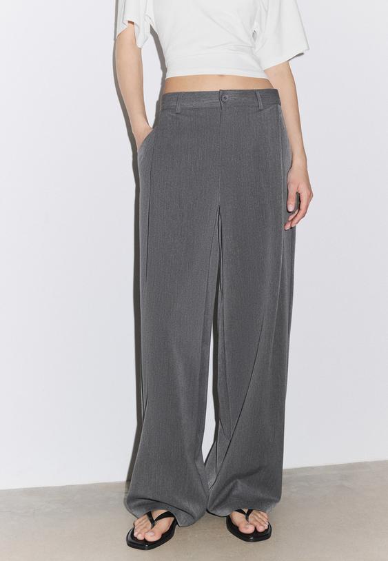 Stradivarius Barrel Smart Trousers With Darts Dark Grey 6