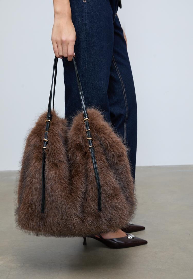 faux fur tote bag