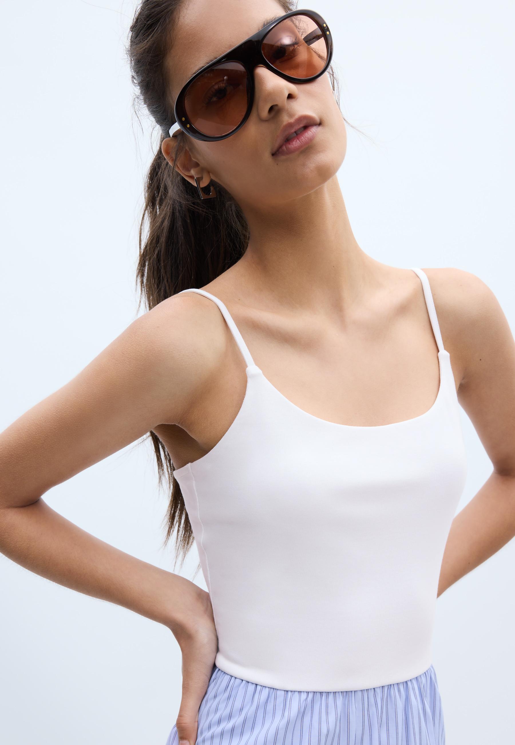 Two-material strappy midi dress — Sky blue