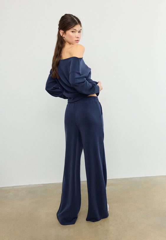 yumusak dokulu palazzo jogger pantolon