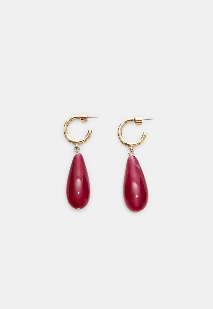 Stradivarius Slzičkové Náušnice Burgundy Os