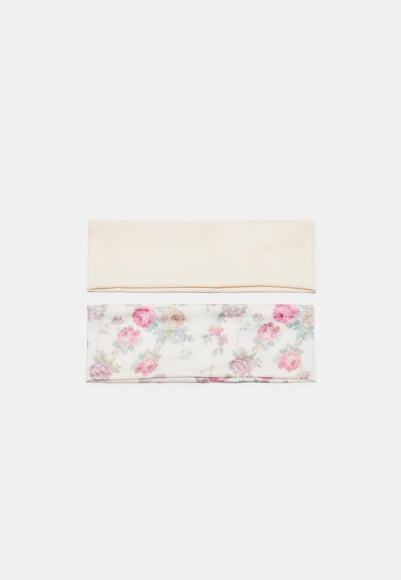 lot de 2 bandeaux elastiques a motif floral