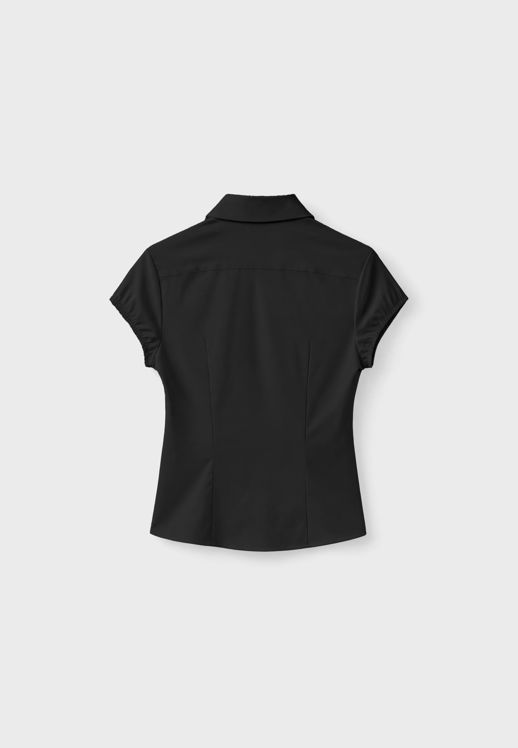 Cut-out short sleeve shirt — Black