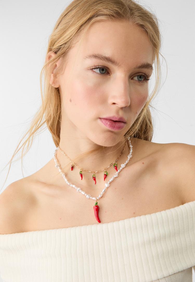 set 2 collares charm peppers