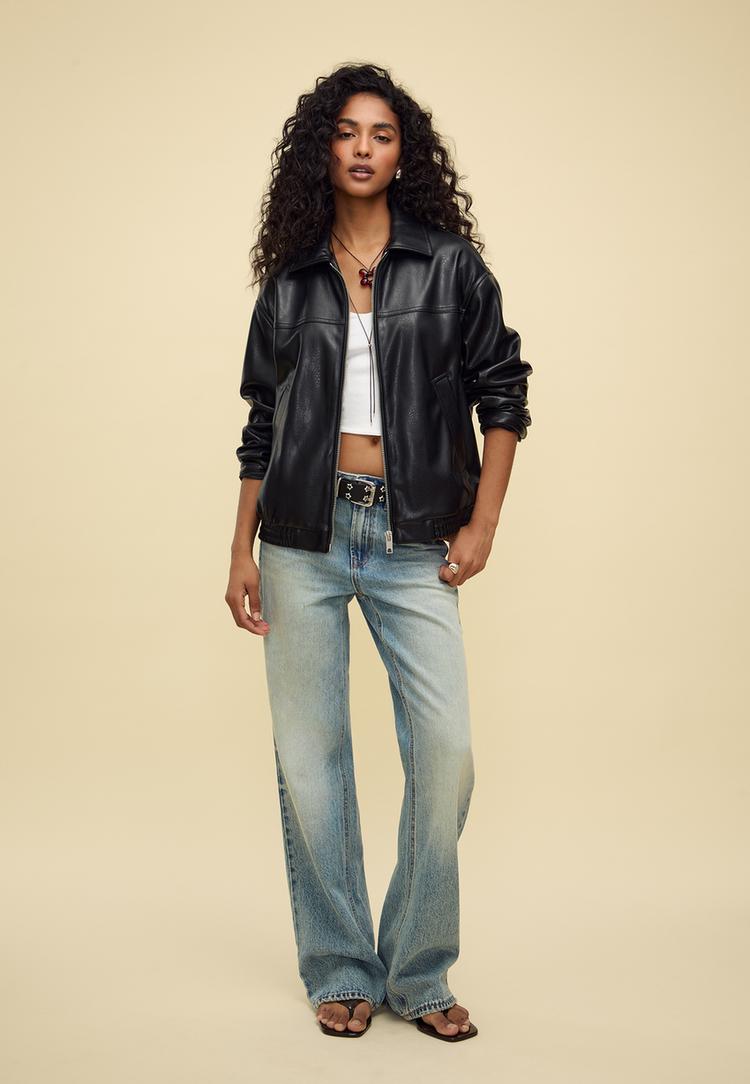 oversize faux leather jacket