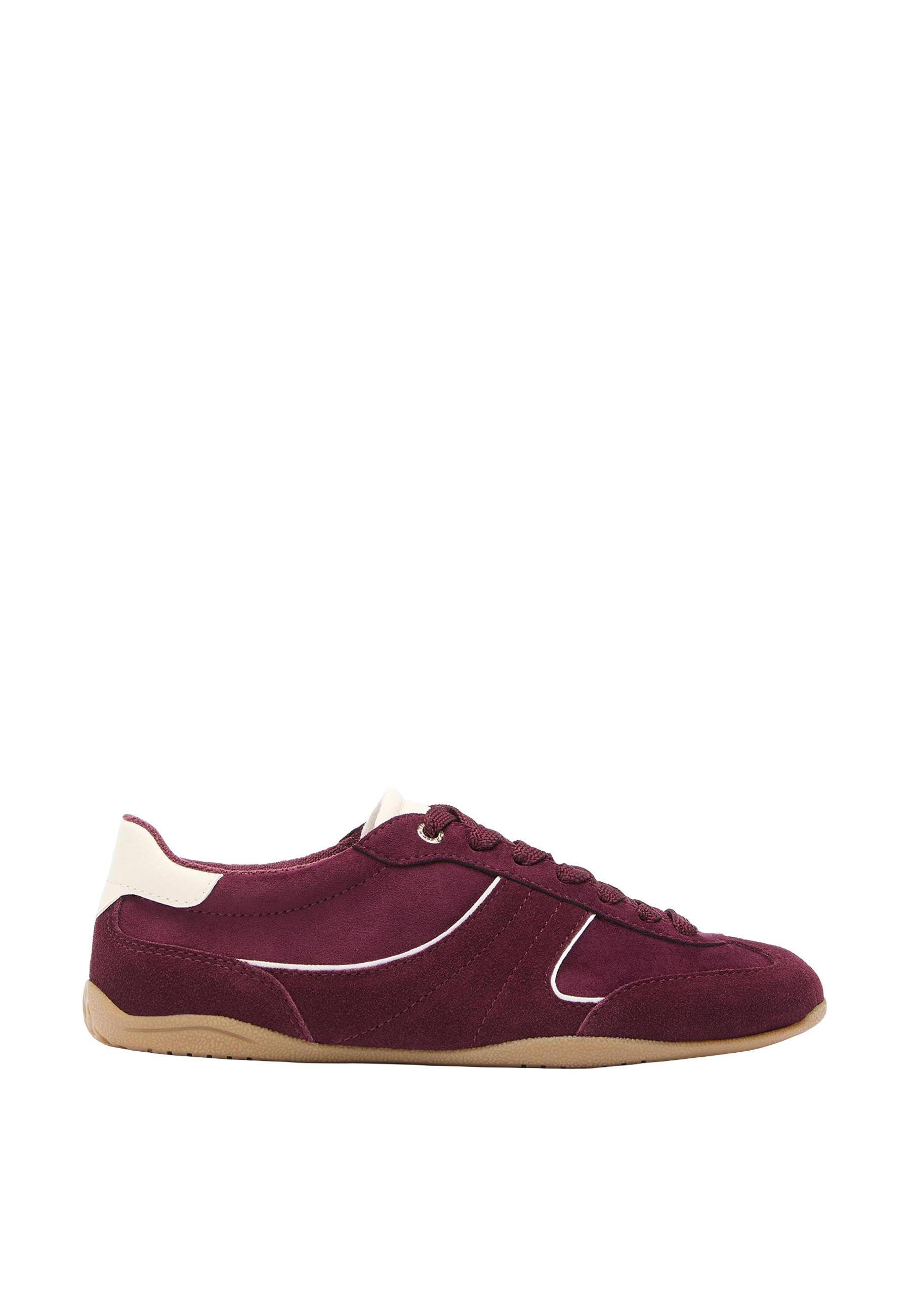 Soft flat sole trainers with leather details — BURGUNDY