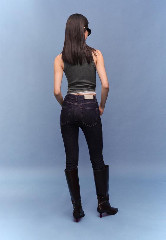 Stradivarius D07 Regular Waist Skinny Jeans Rinse Blue Denim 10