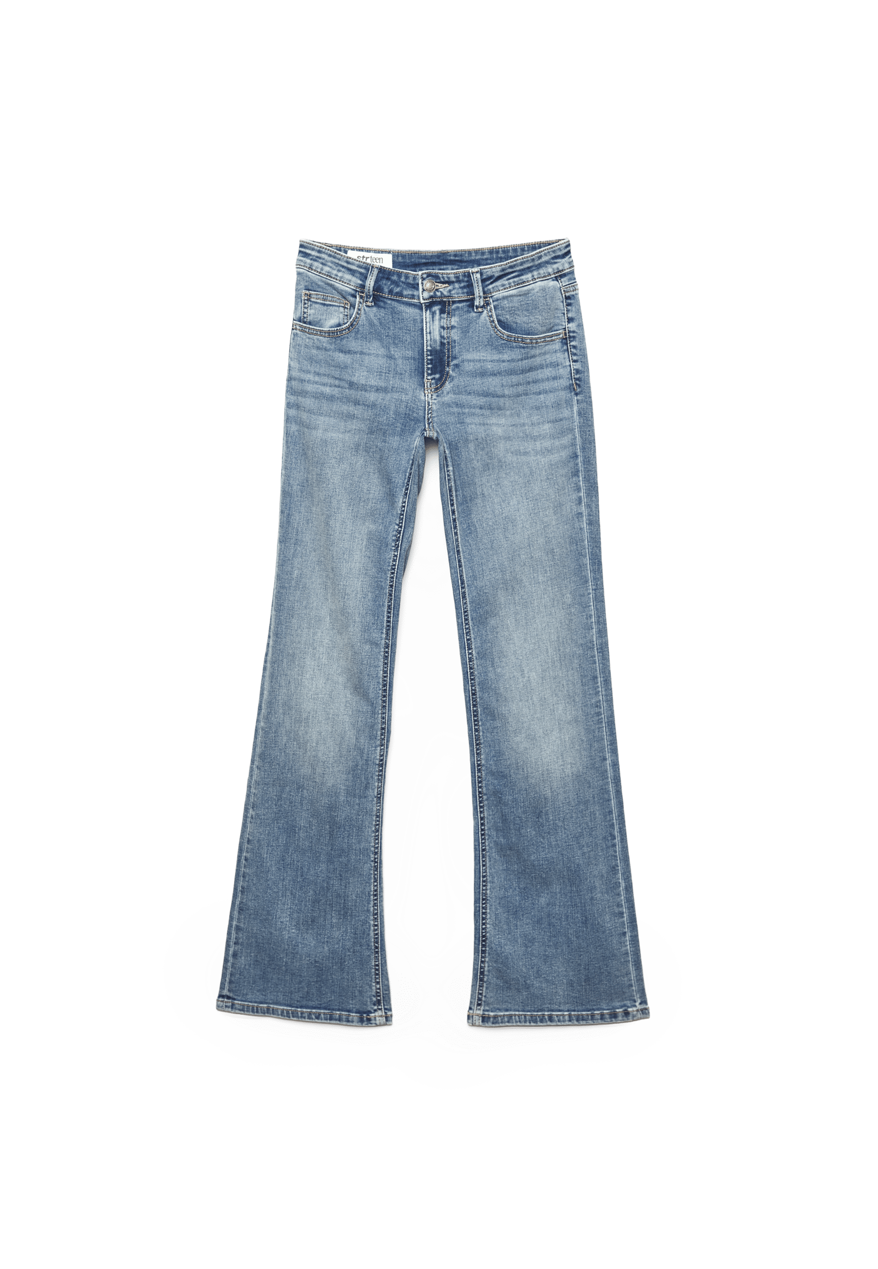 Low-rise bell bottom jeans — MEDIUM BLUE DENIM
