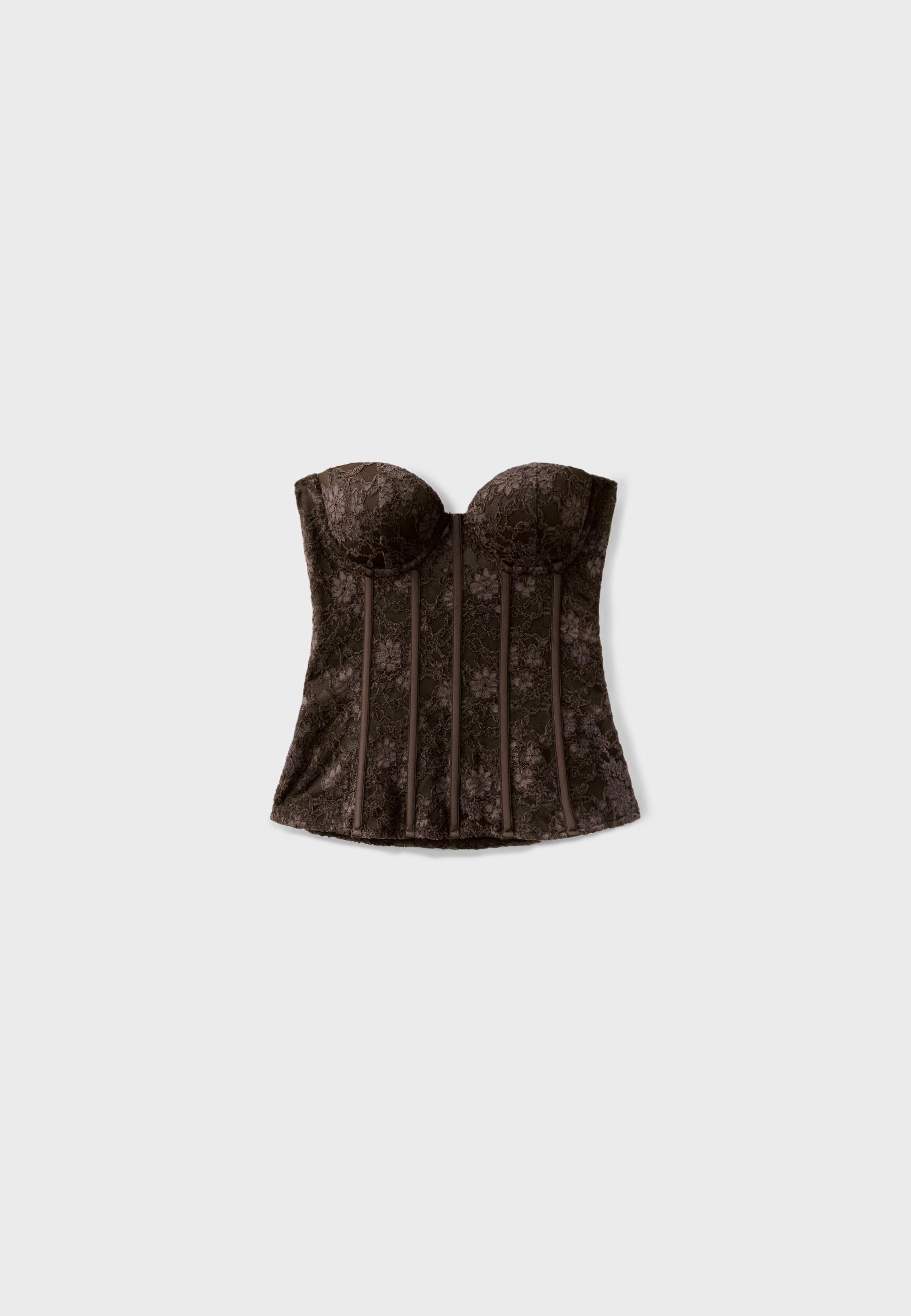 Fitted lace corset — Brown