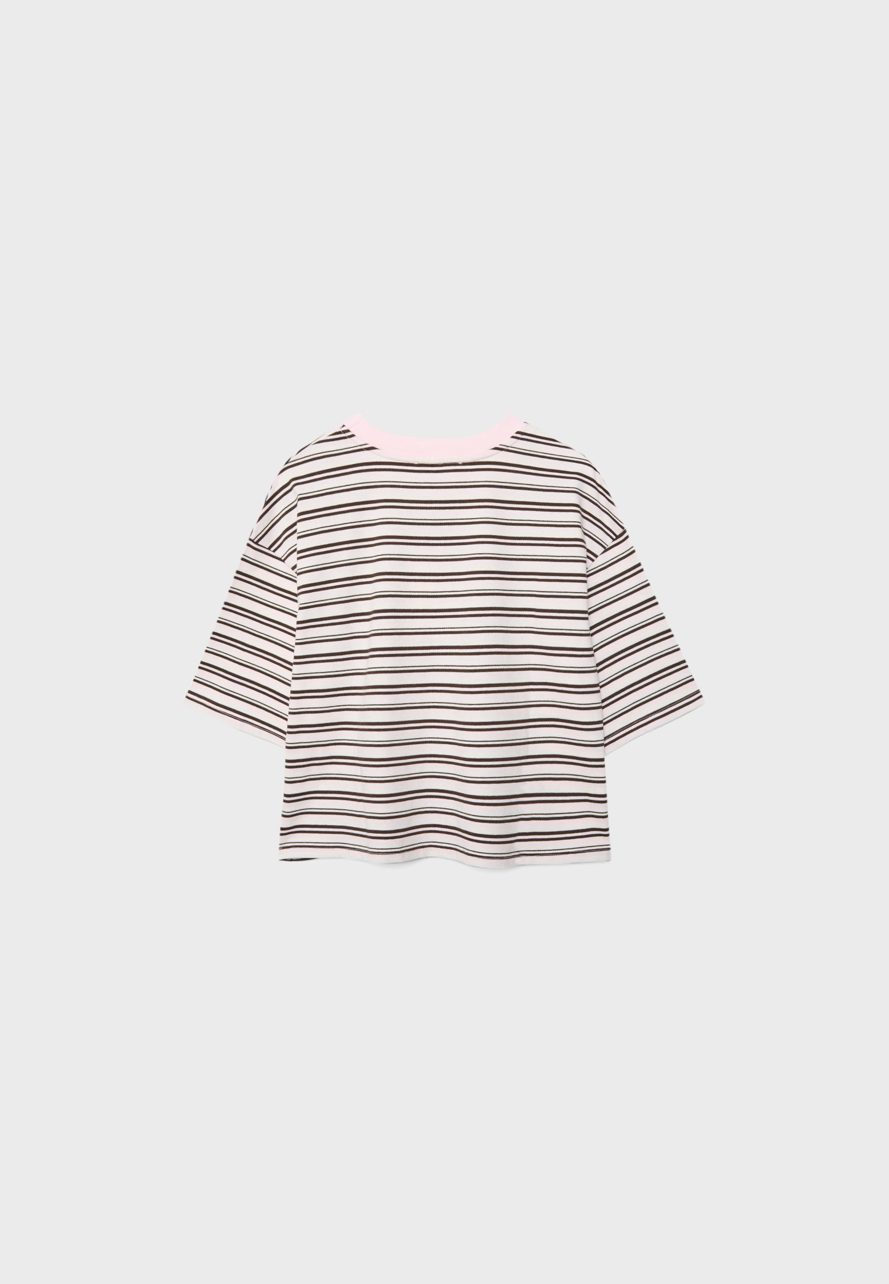 Striped short sleeve T-shirt — Salmon pink