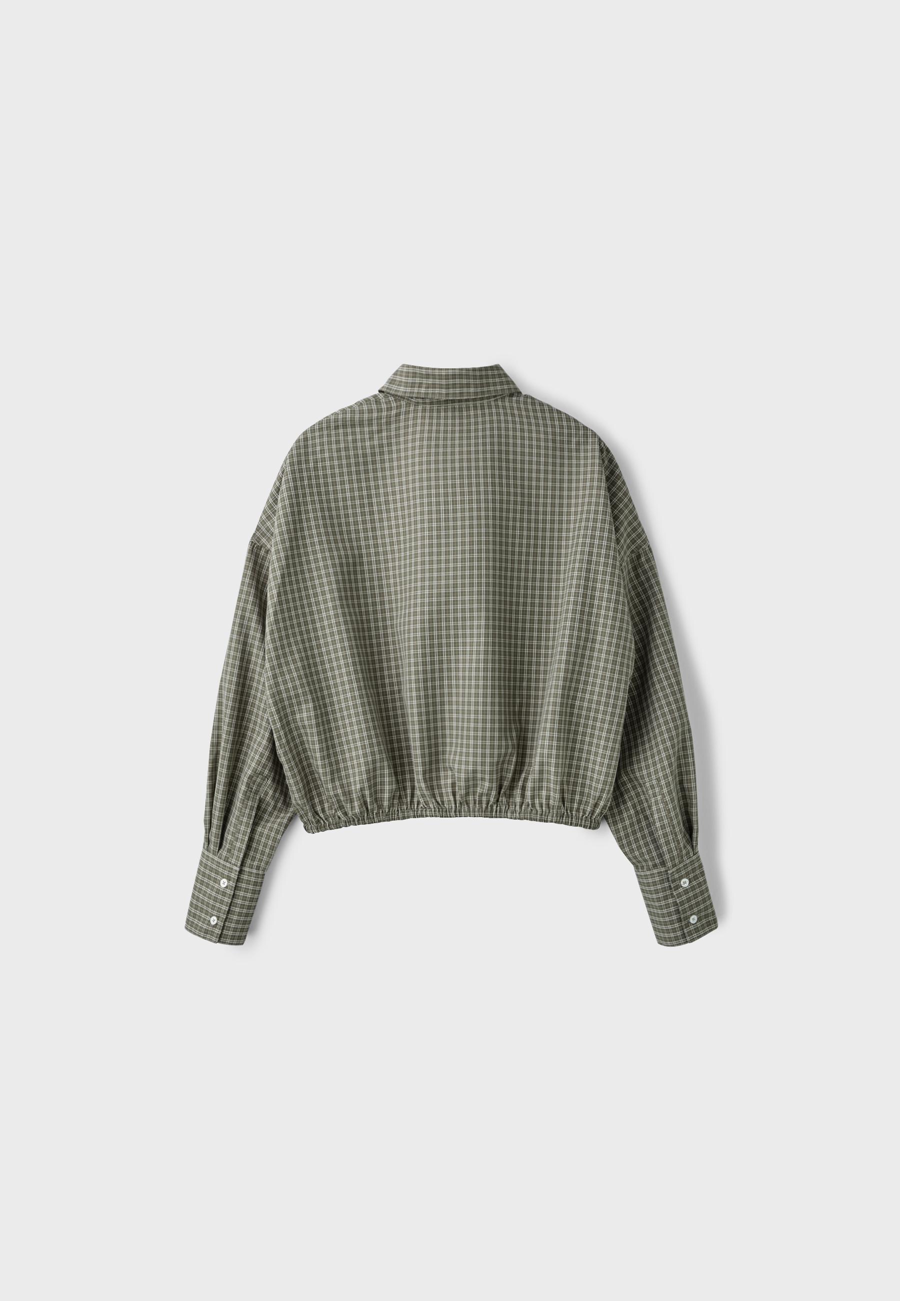 Checked balloon shirt — Khaki
