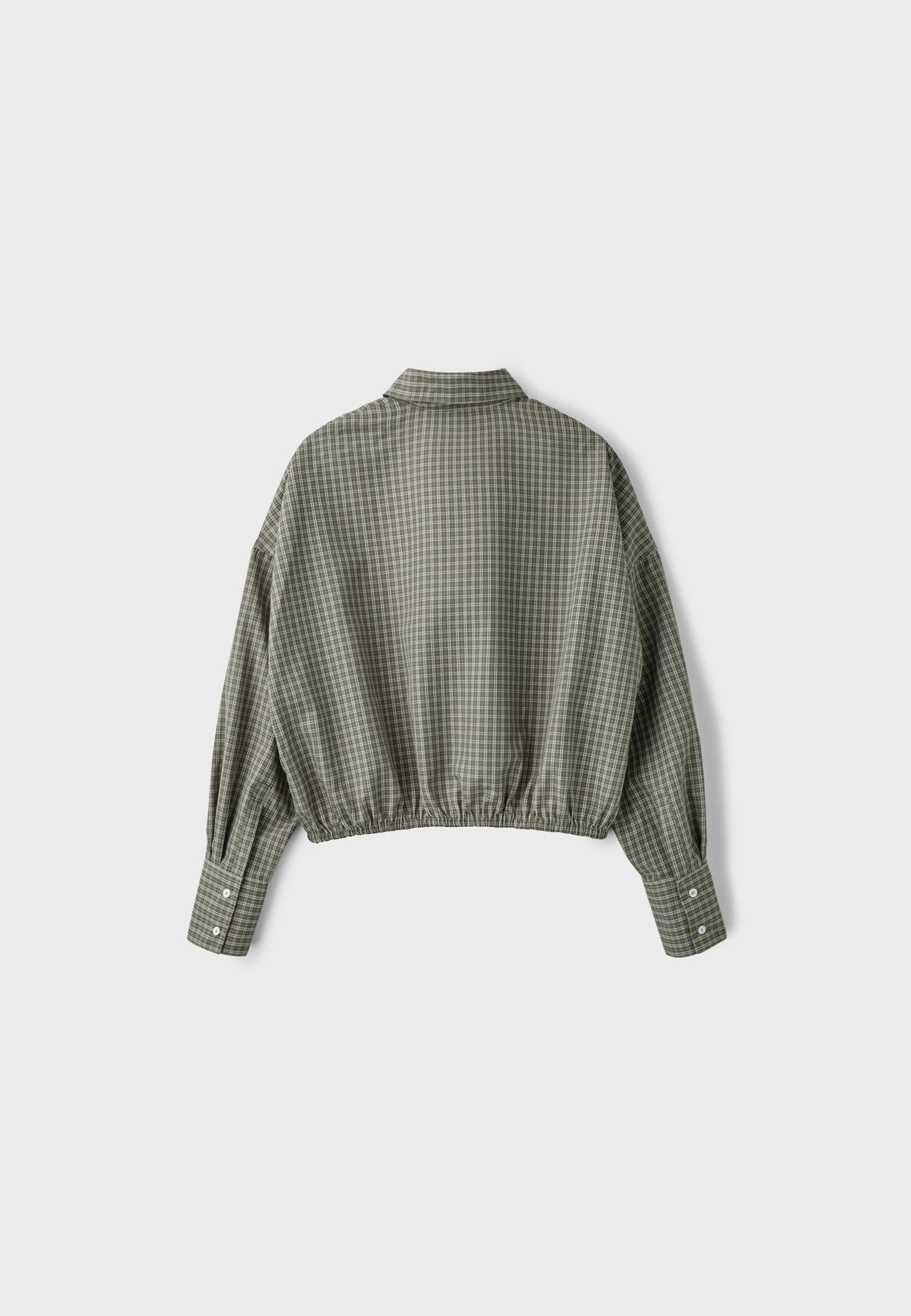 Checked balloon shirt — Khaki