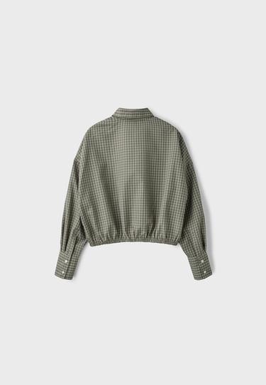 Checked balloon shirt — Khaki 8