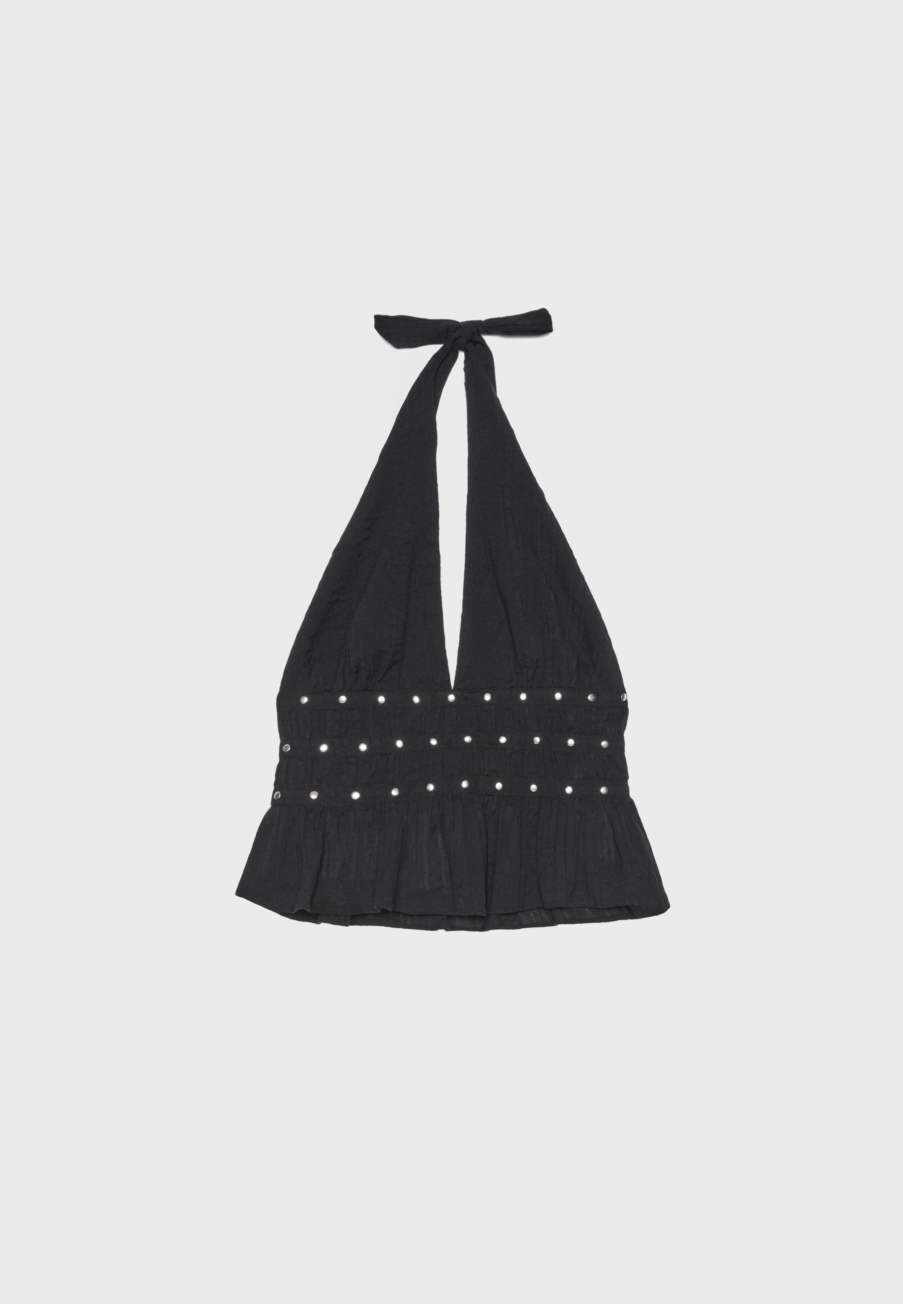 Studded halter top — Black
