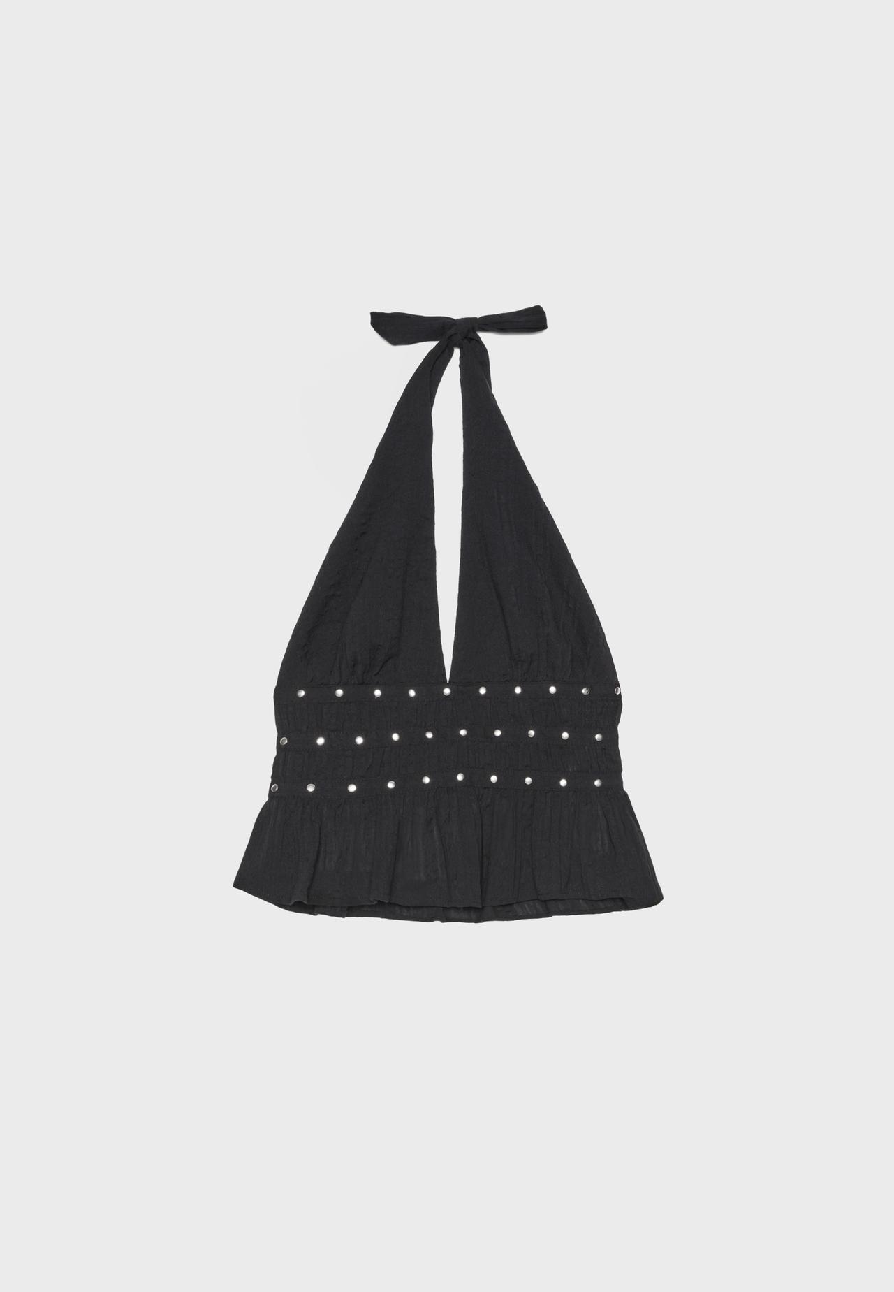 Studded halter top — Black