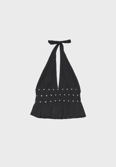 Studded halter top — Black 7