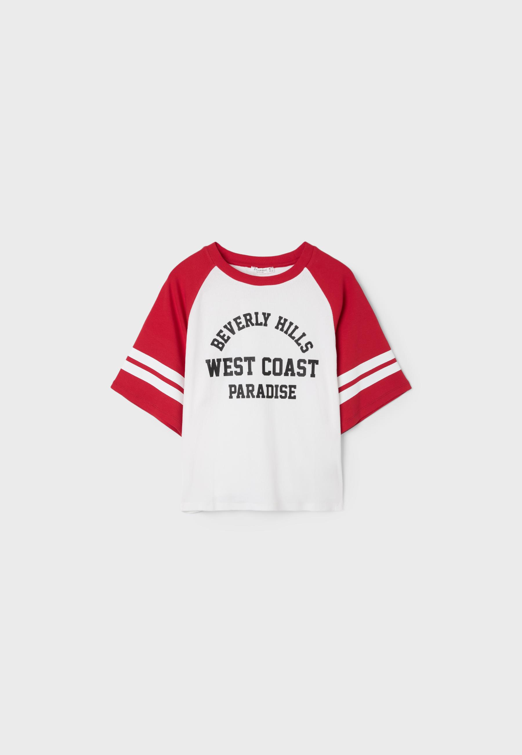 Raglan T-shirt with graphic print — Red