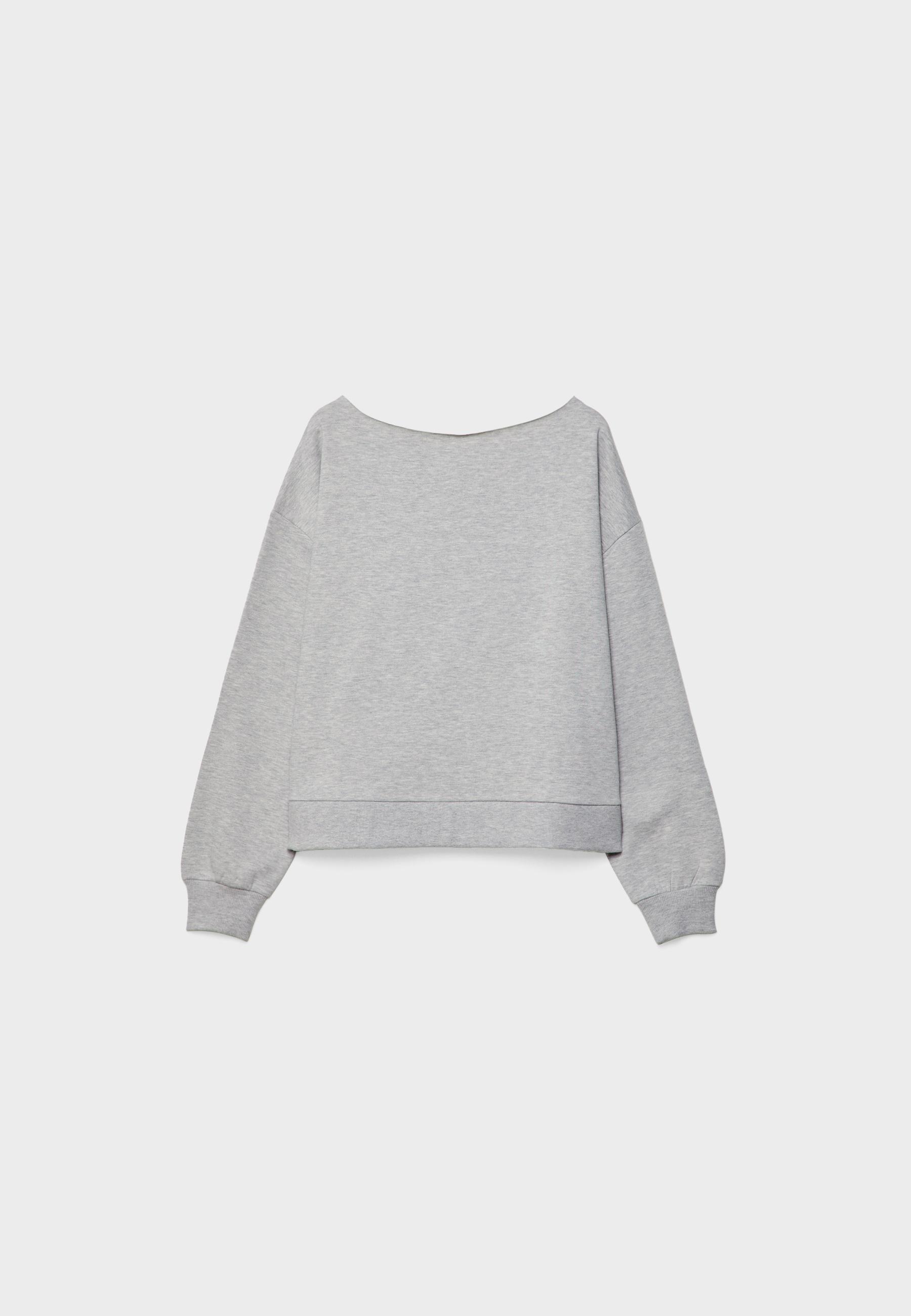 Basic off-the-shoulder sweatshirt — Grey melange