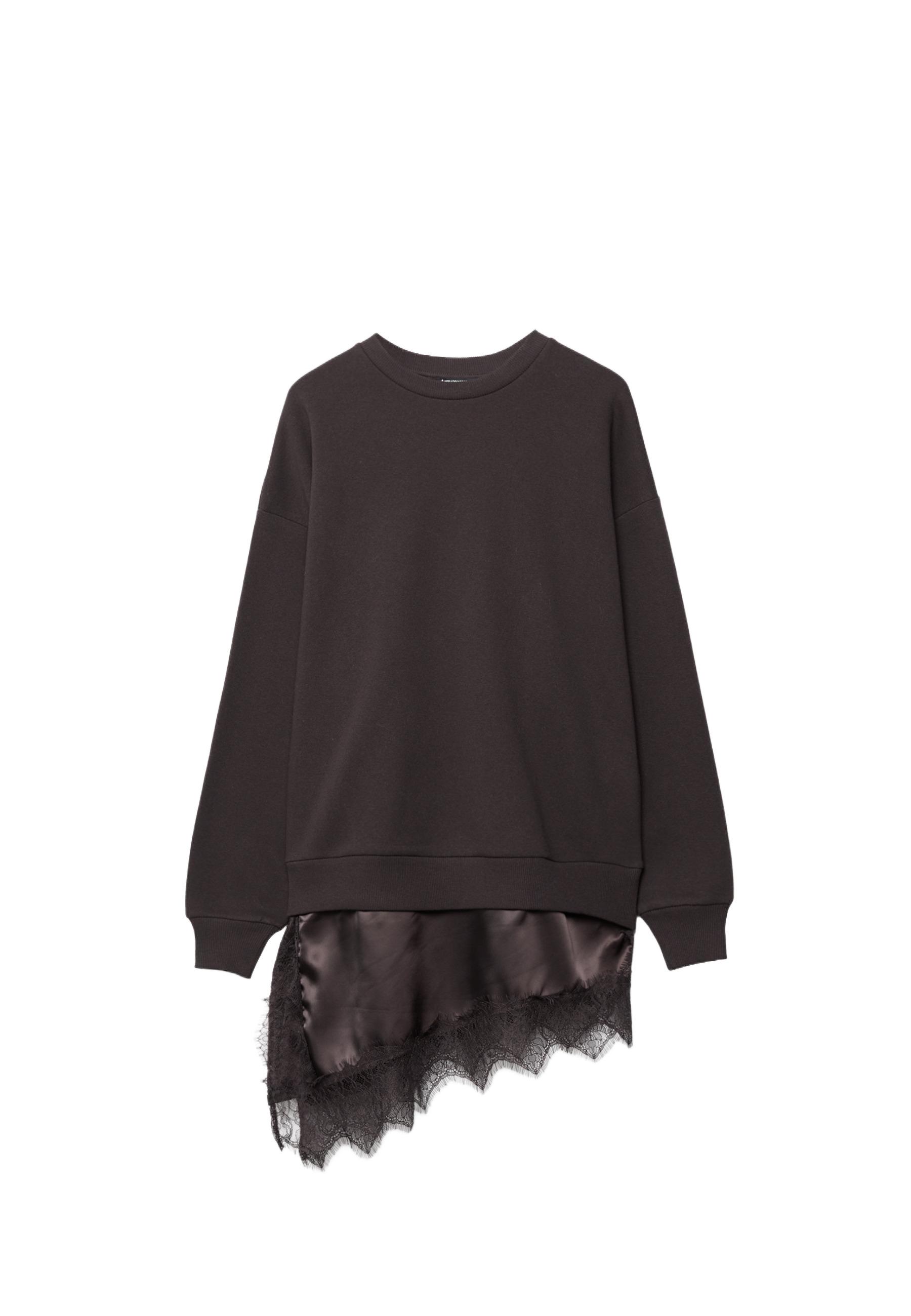 Sateen hem sweatshirt — Brown