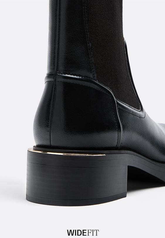 Stradivarius Botine Plate Chelsea Negru 39