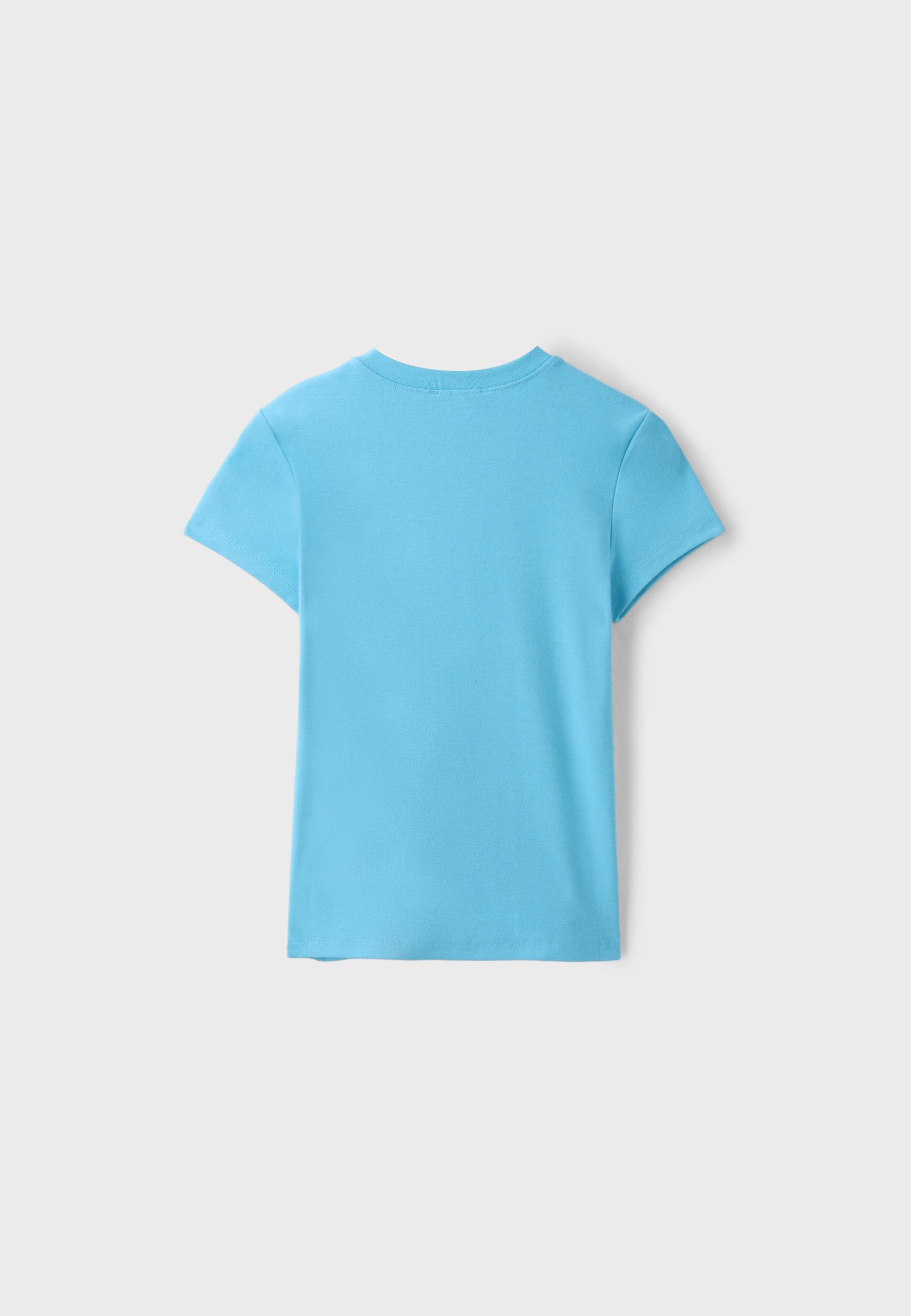 Basic round neck short sleeve T-shirt — Turquoise