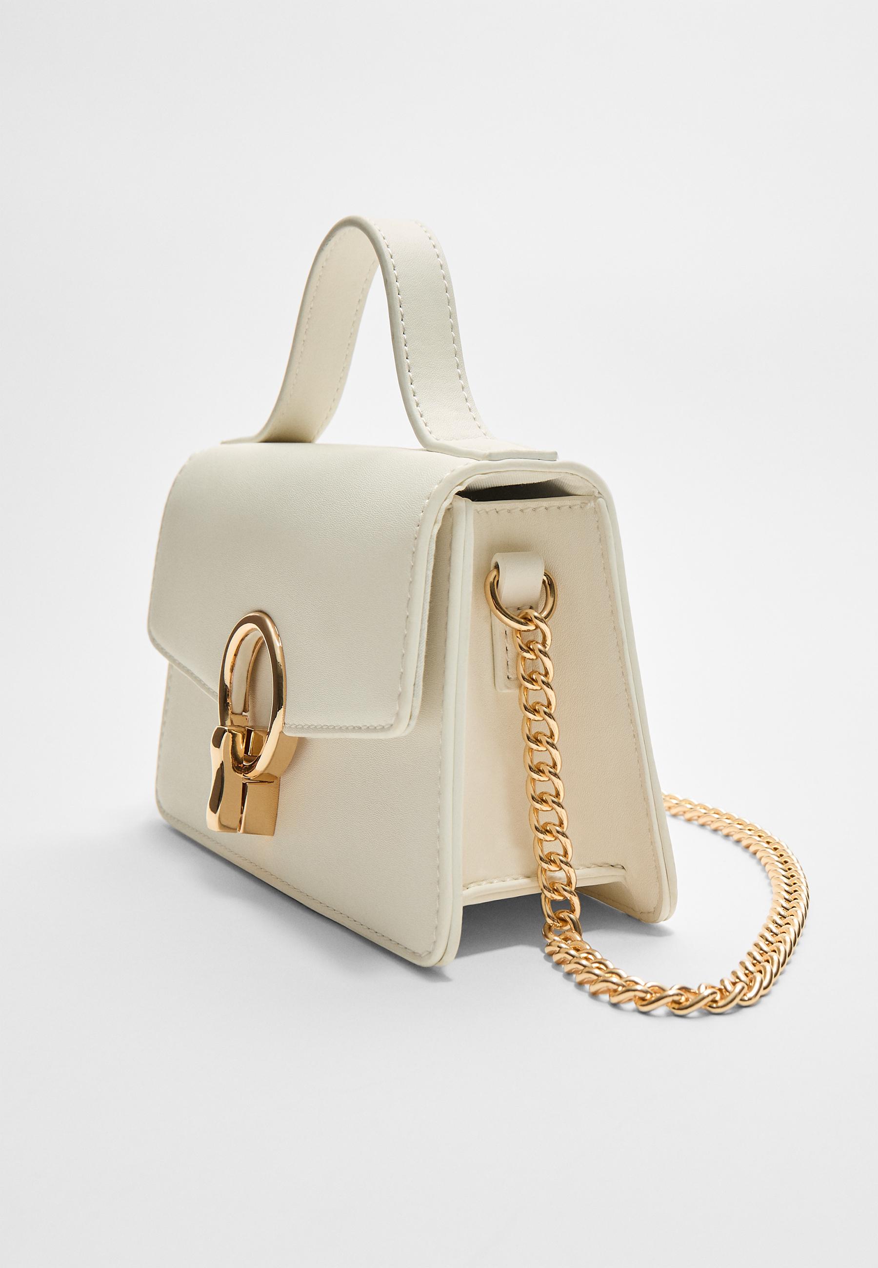 Round-clasp shoulder bag — White