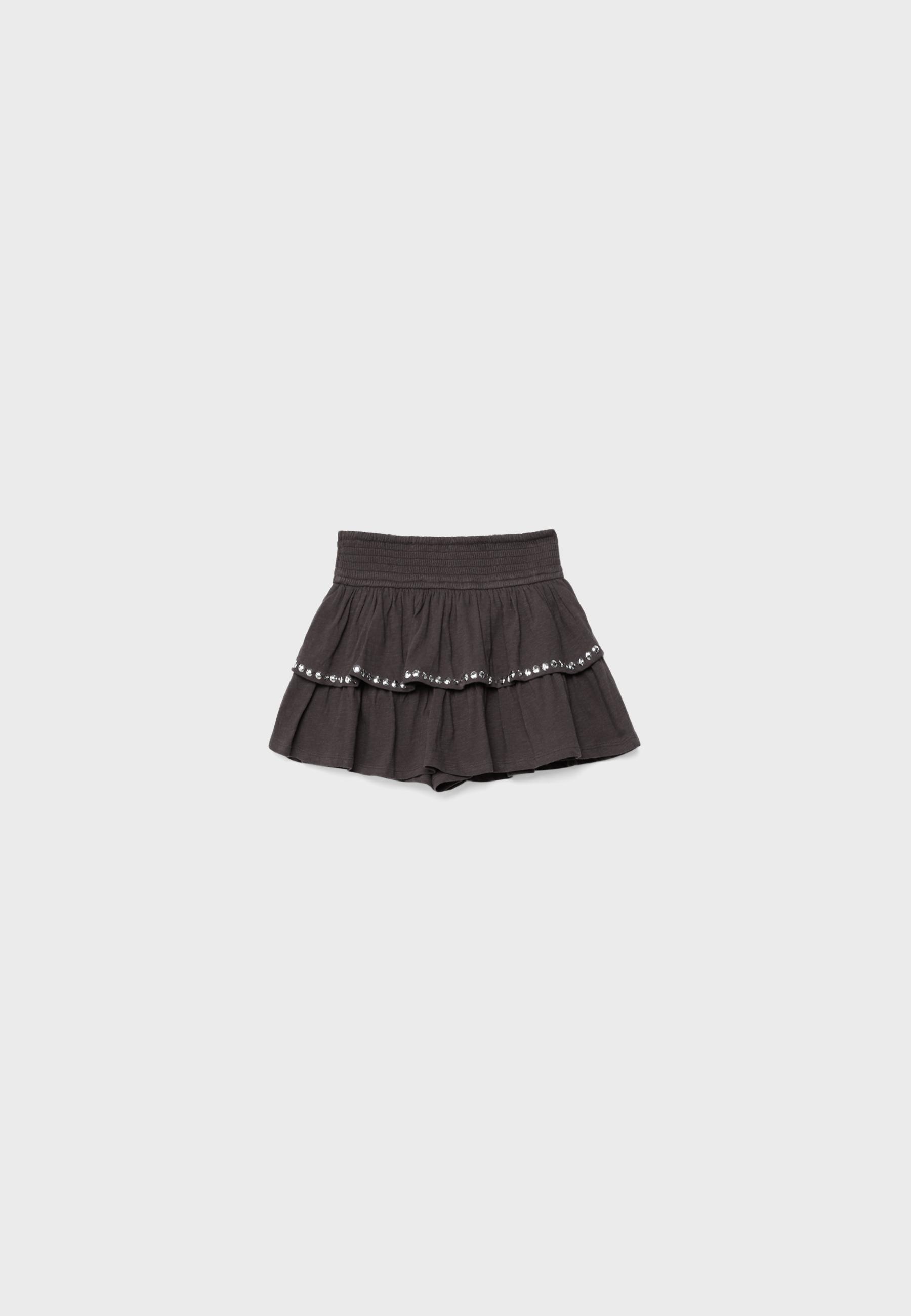 Studded ruffled mini skirt — Brown