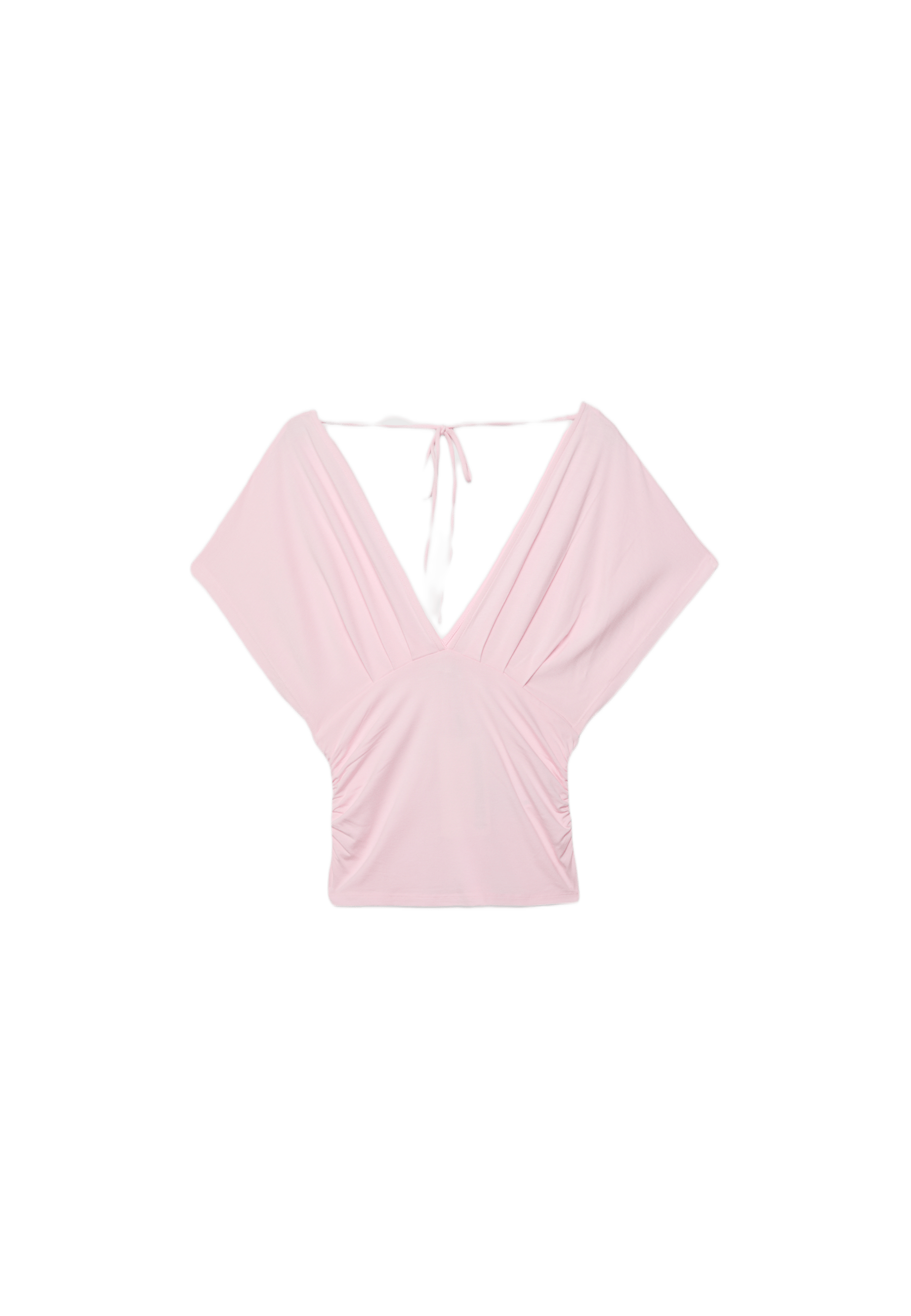 V-neck top with sash — Salmon pink